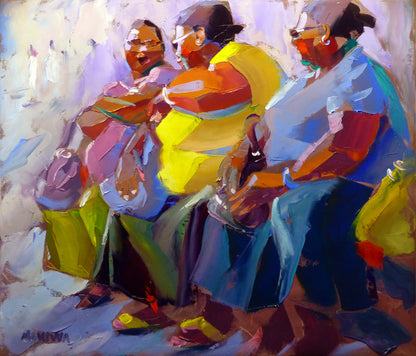 Waiting for the Bus 68x80cm Oil on Canvas