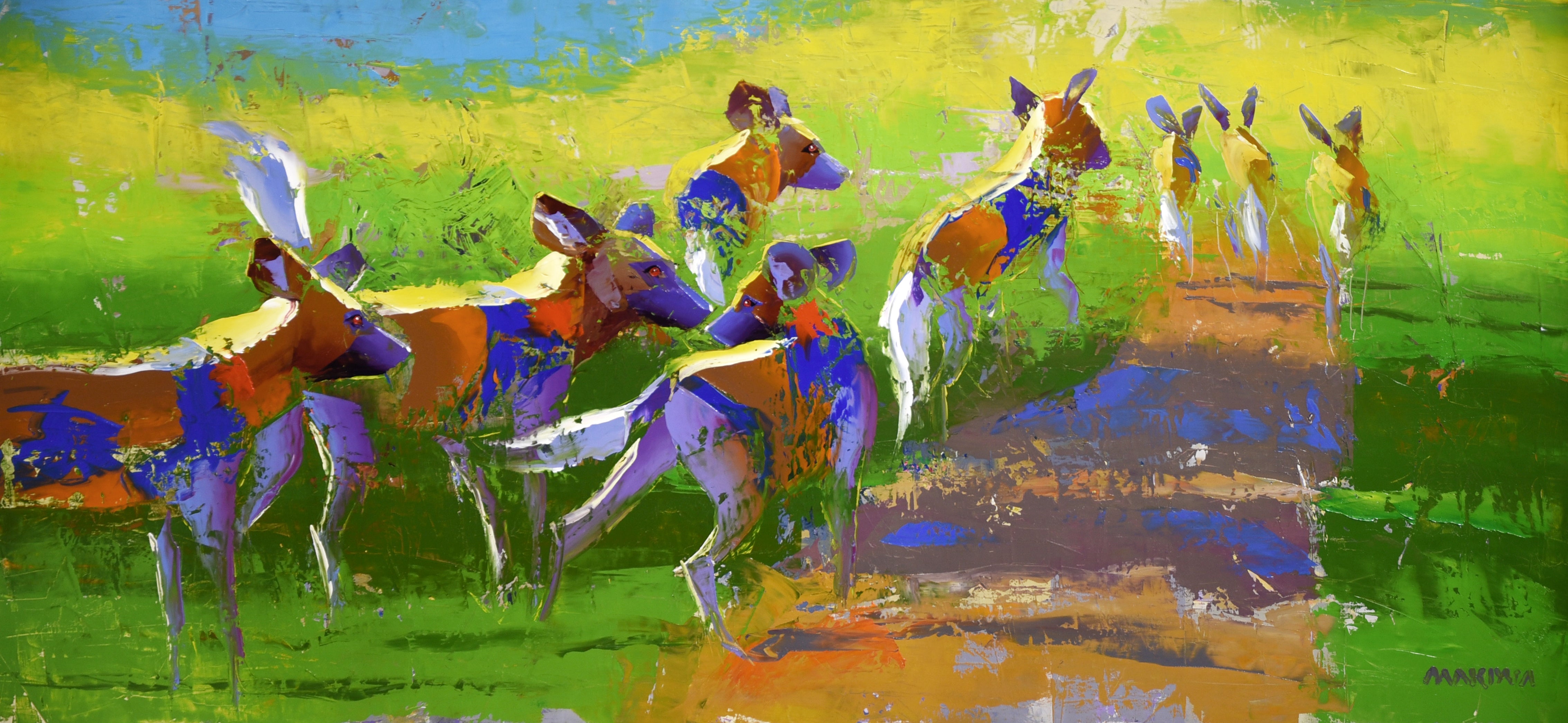 Painted Dog Passage 60x130cm Oil On Canvas