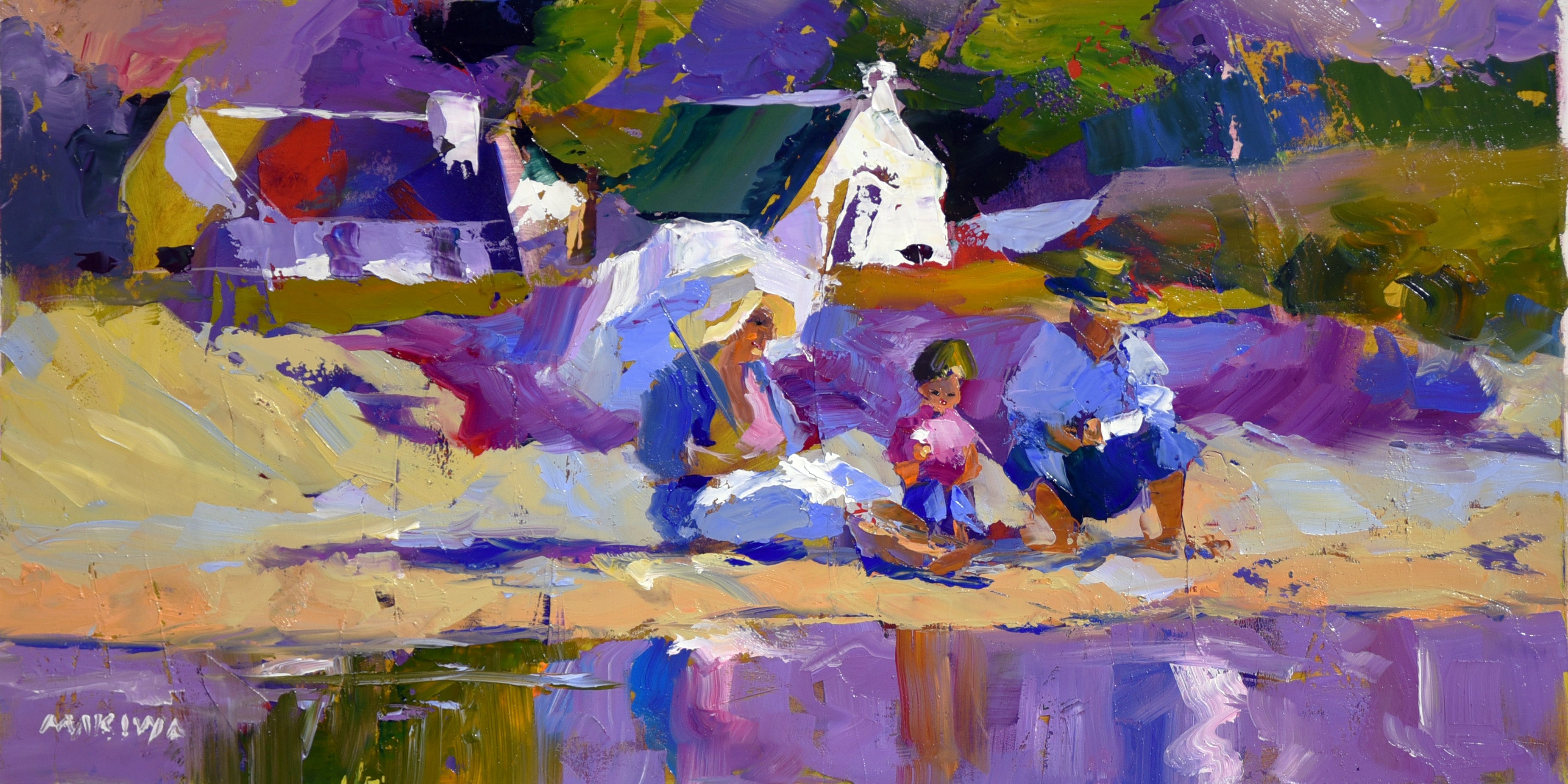Quiet Sunday 30x60cm Oil On Canvas