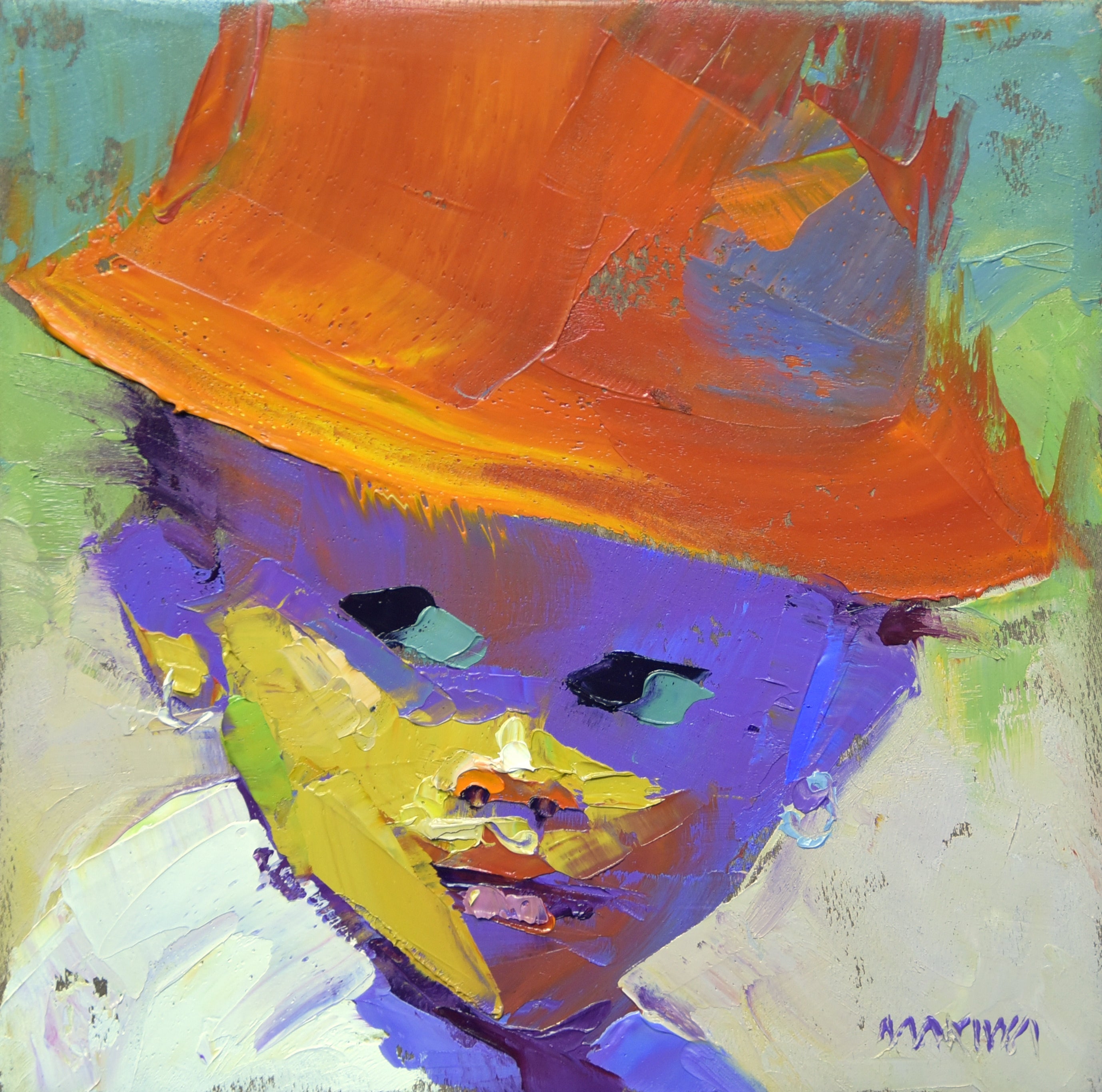 Red Hat 20x20cm Oil on Canvas