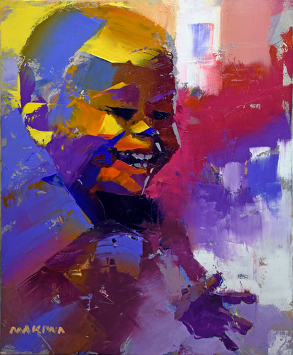 Running Kid 71x56cm Oil On Canvas