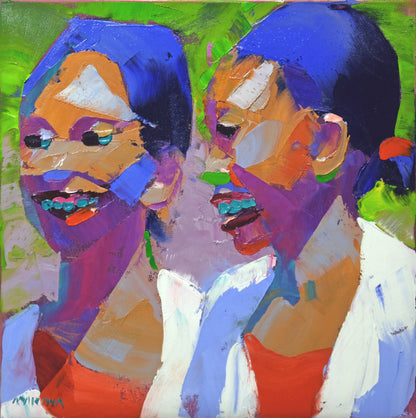 Schoolgirls 30x30cm Oil on Canvas