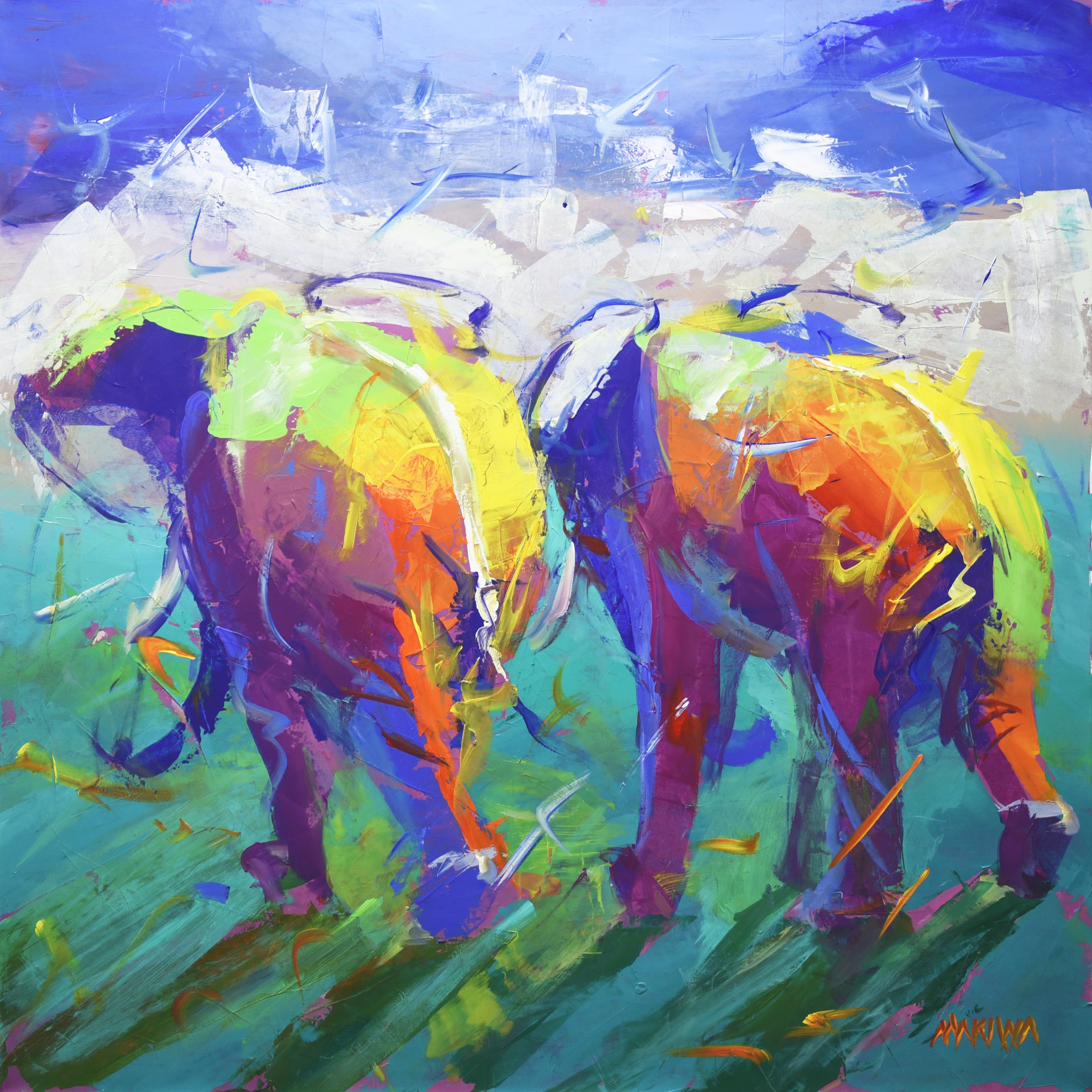 Side by Side 100x100cm Acrylic On Canvas