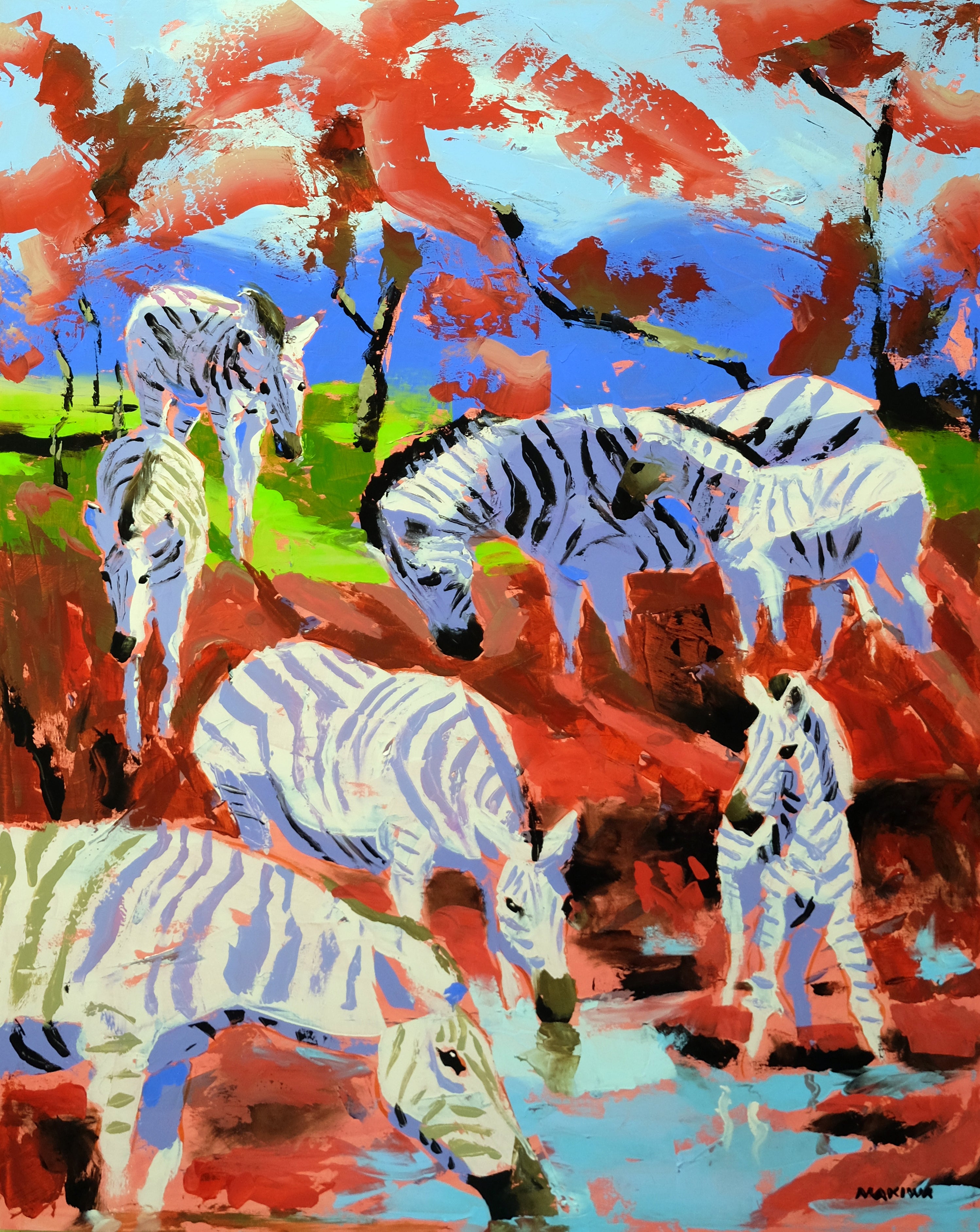 Springtime at the Waterhole 150x120cm  Acrylic on Canvas