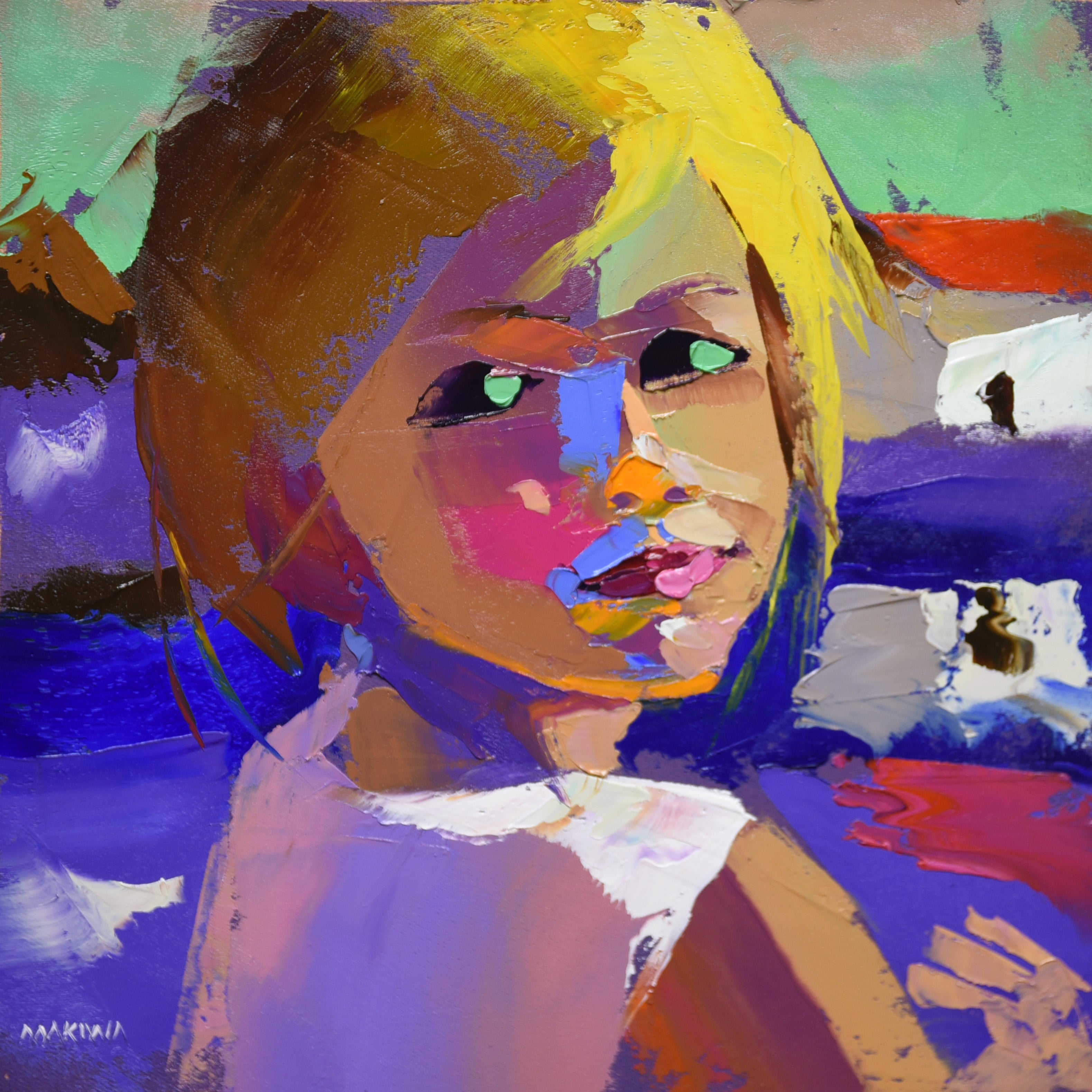 Sun on Her Shoulder 25x25cm Oil On Canvas