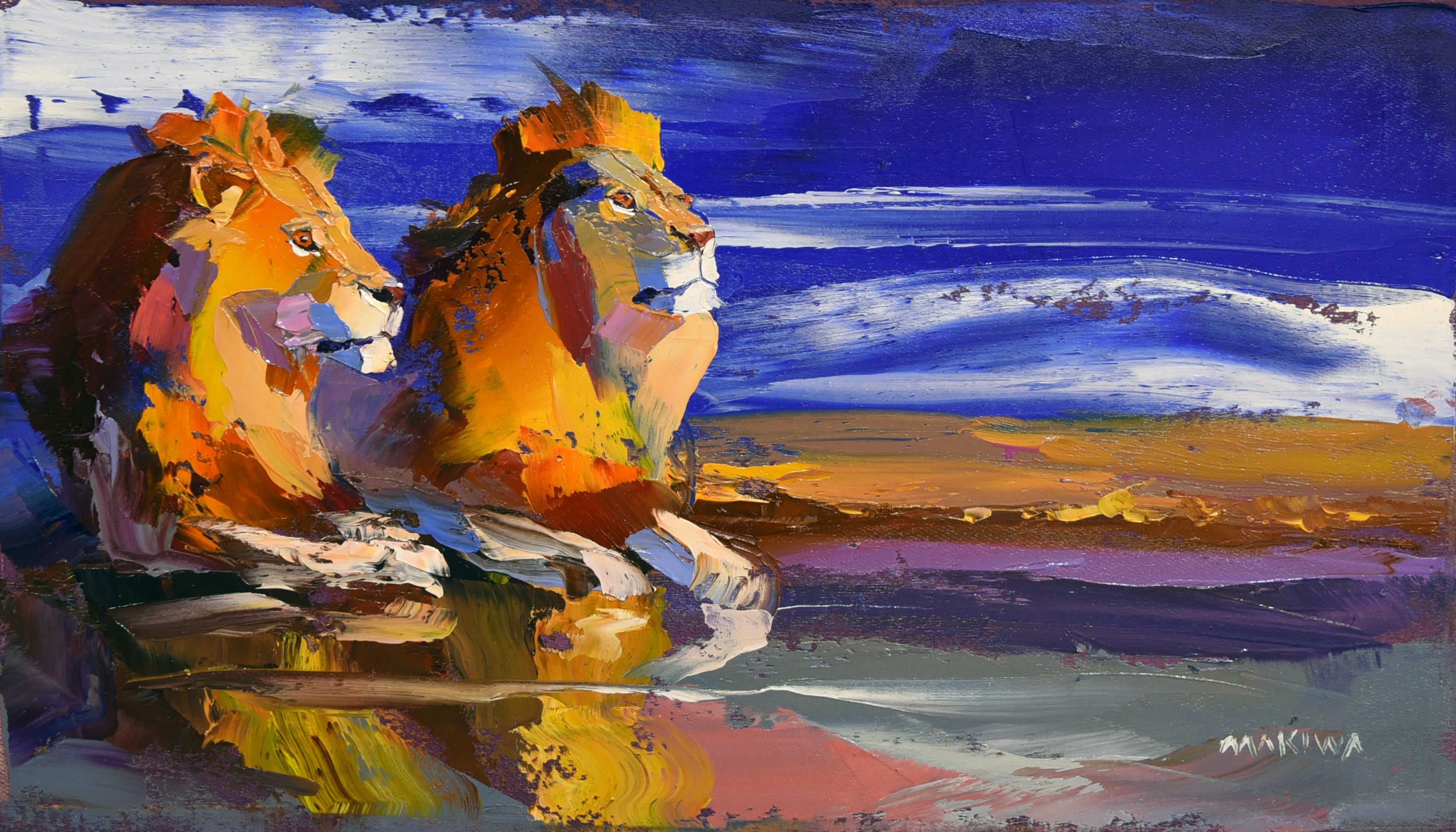 Sunset Guardians 20x35cm Oil on Canvas