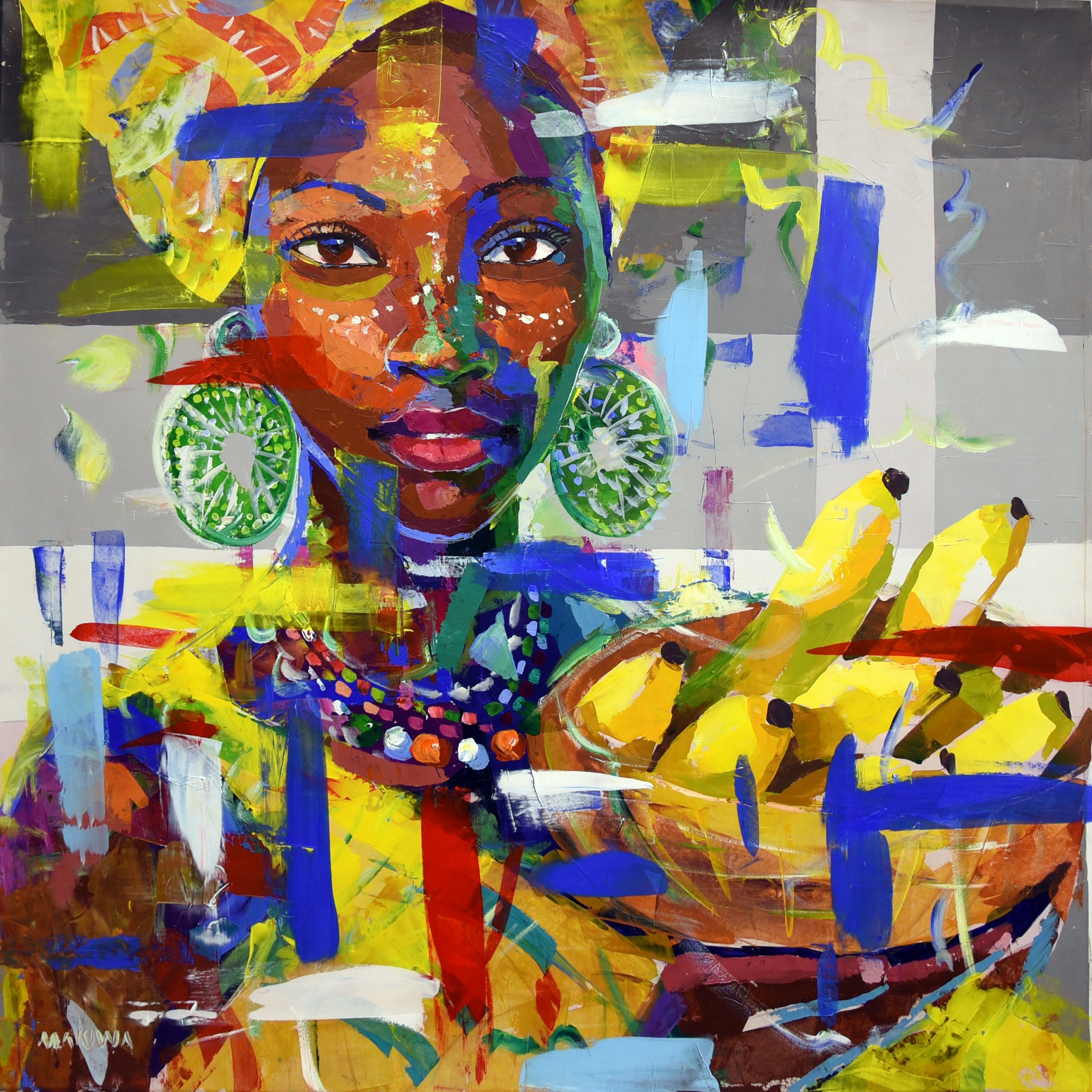 The Banana Lady 120x120cm Acrylic on Canvas