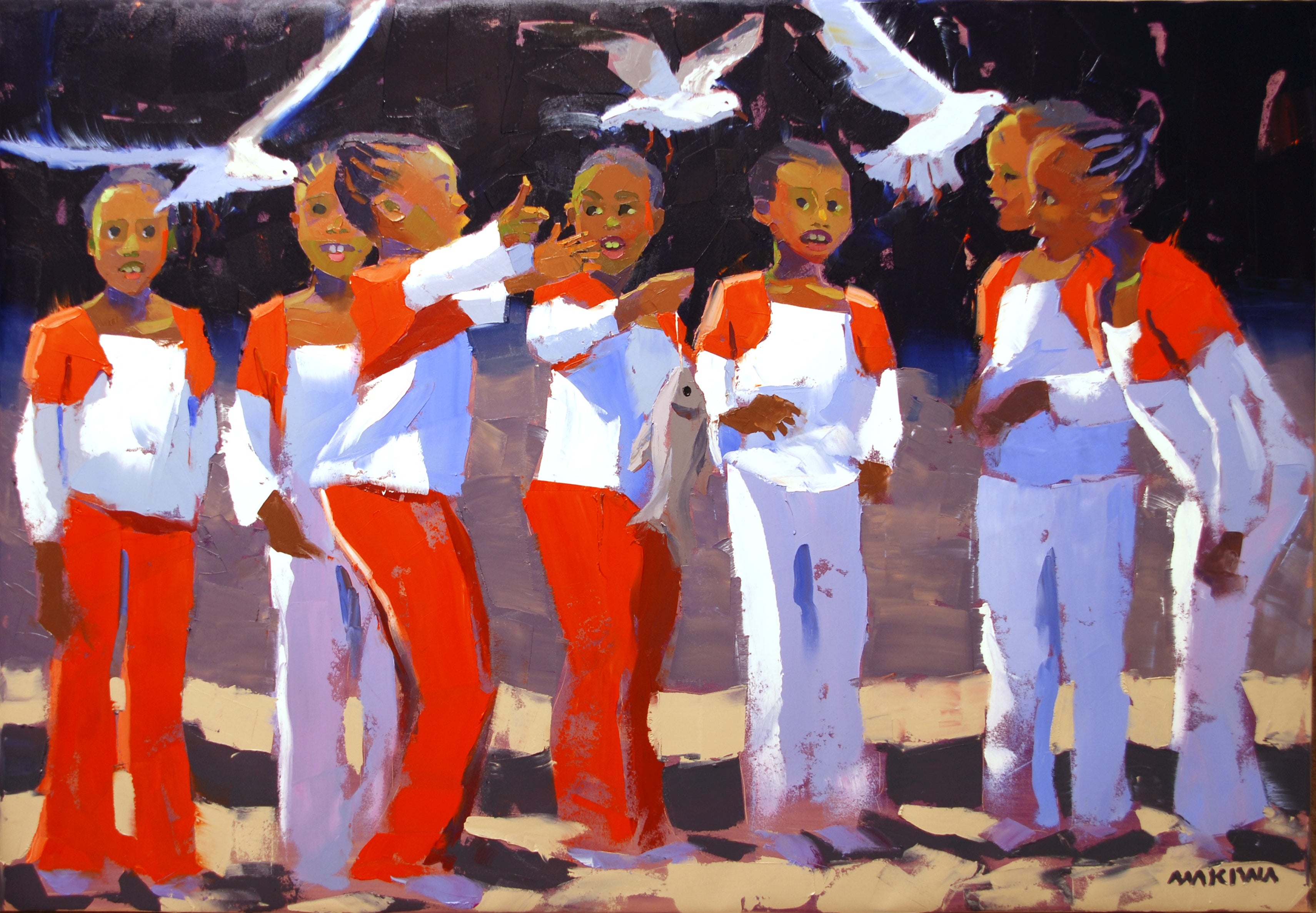 The Fish and the Seagulls 100x140cm Oil on Canvas