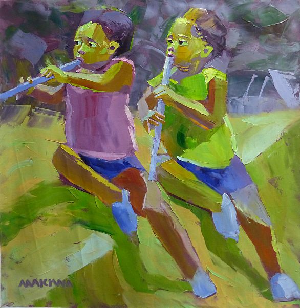 The Flute Players 89x849 cm Oil on Canvas