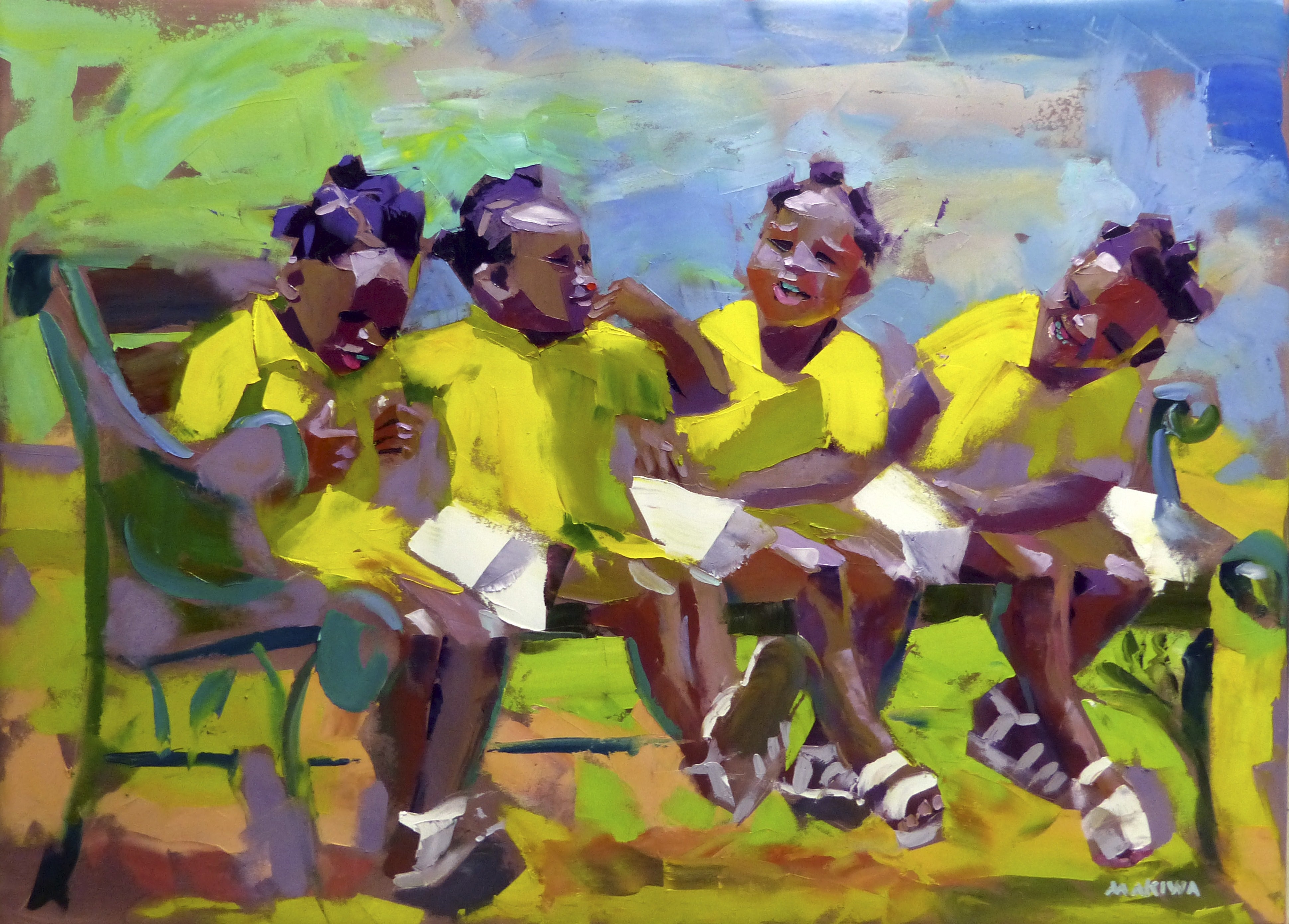 The Kids on the Bench 100x140cm Oil on Canvas