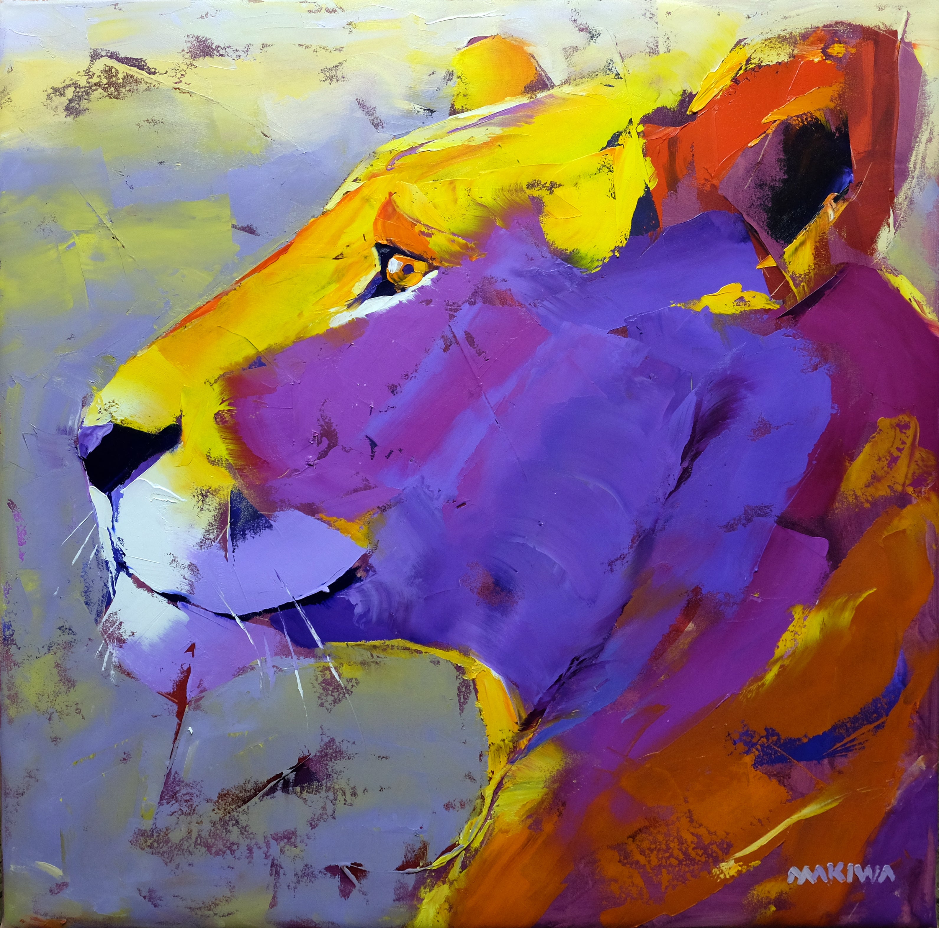 The Lioness 79x79cm Oil on Canvas