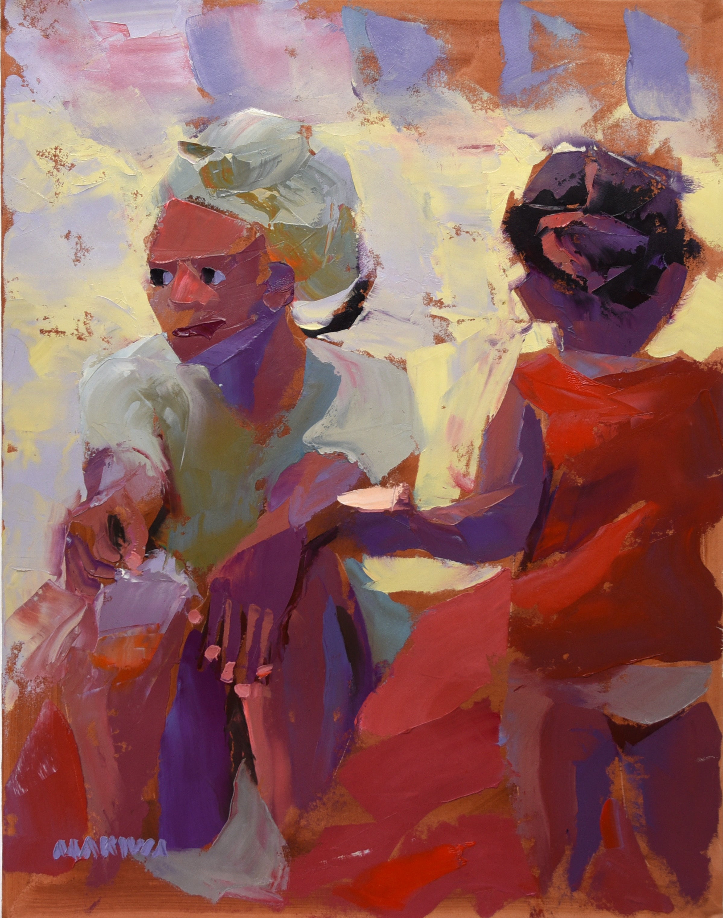 The Listening Moment 56x71cm Oil On Canvas