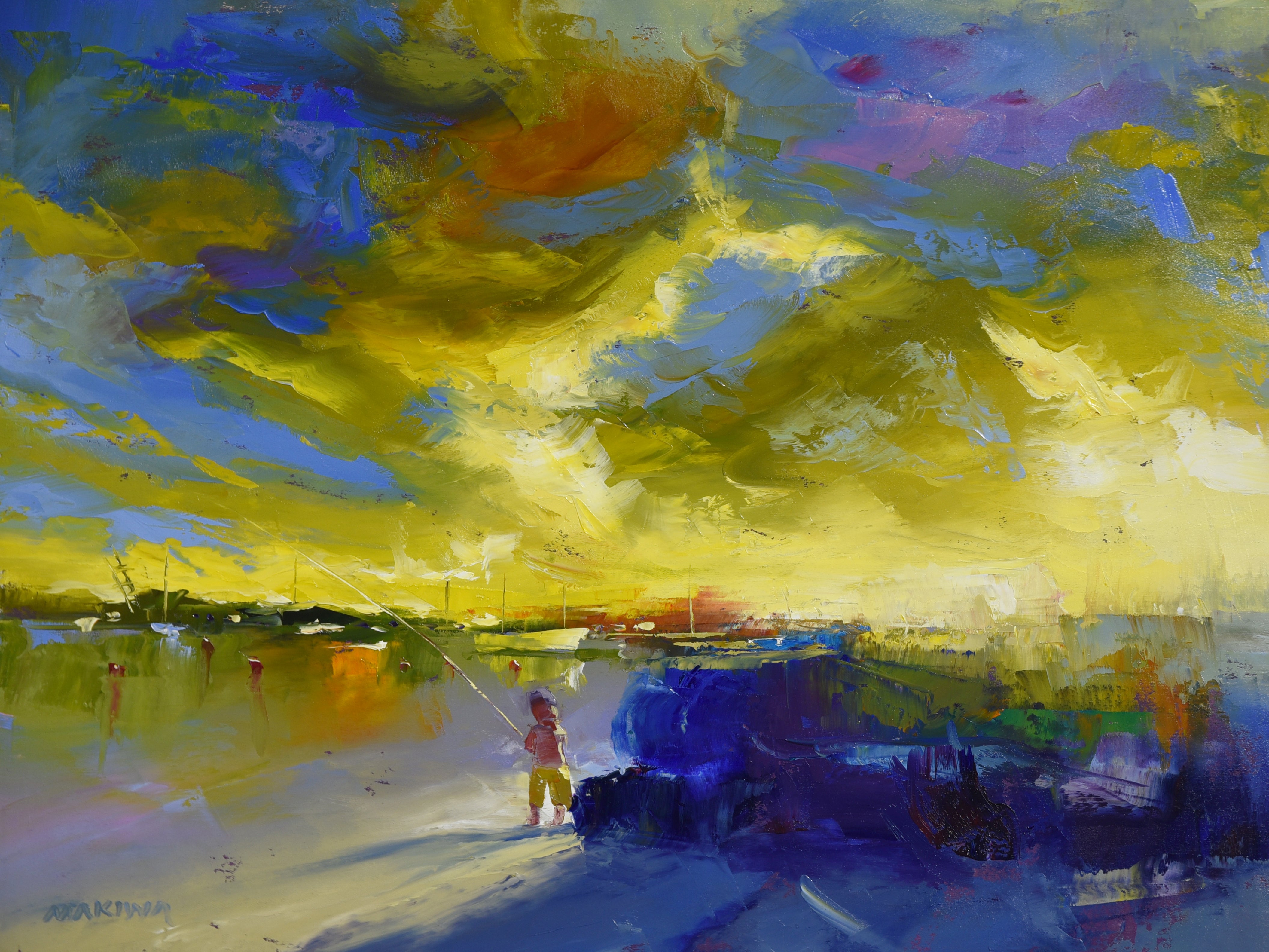 The Little Fisherman 45x60cm Oil On Canvas