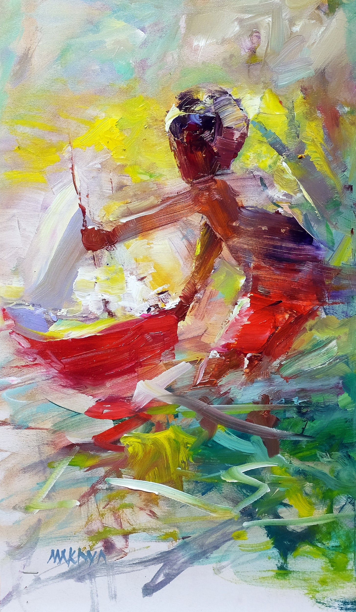 The Red Boat 41x24cm Oil on Canvas