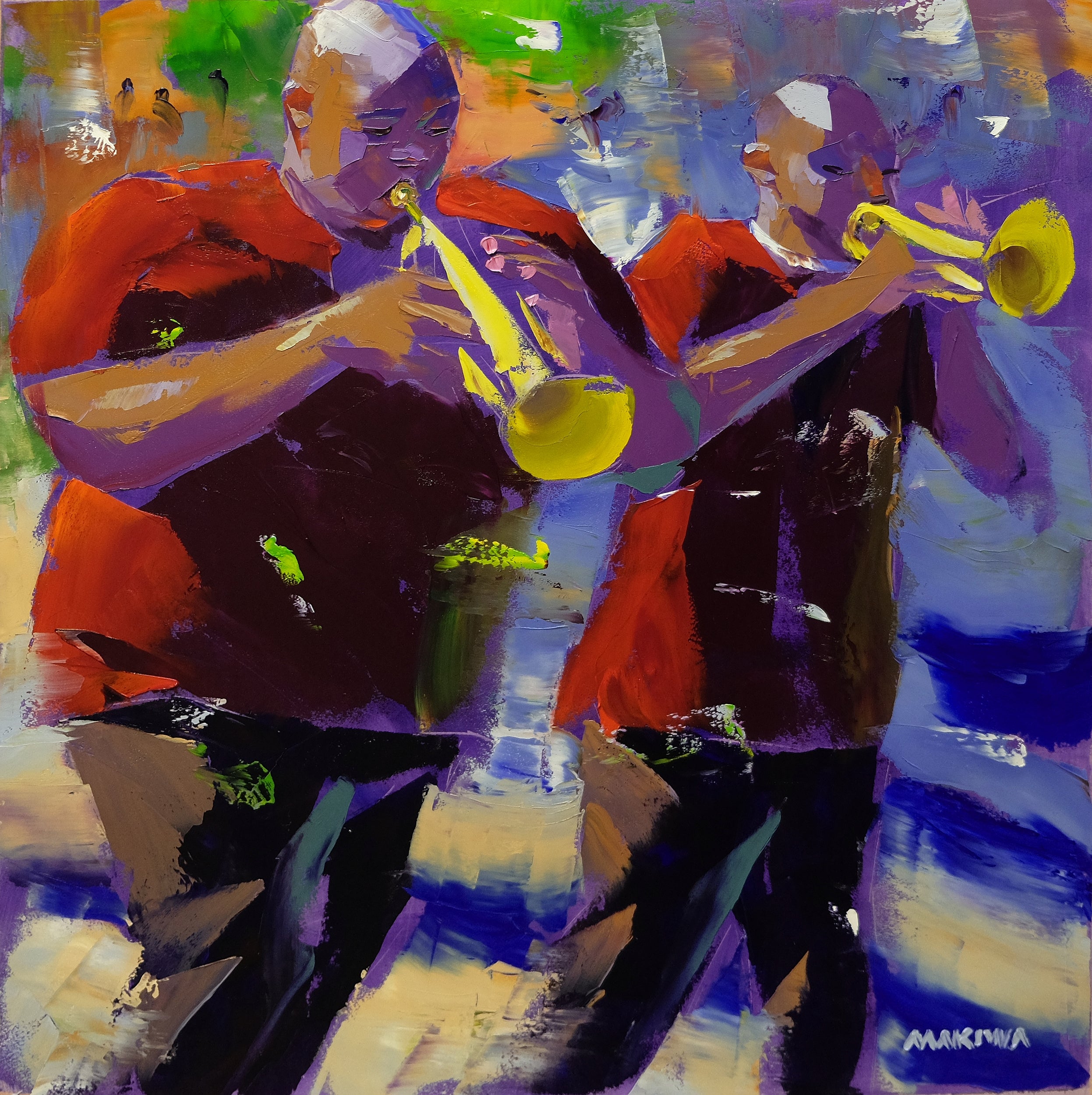 The Trumpeters 70x70cm Oil on Canvas