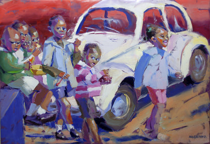 The White Volkswagen 100x140cm Oil on Canvas