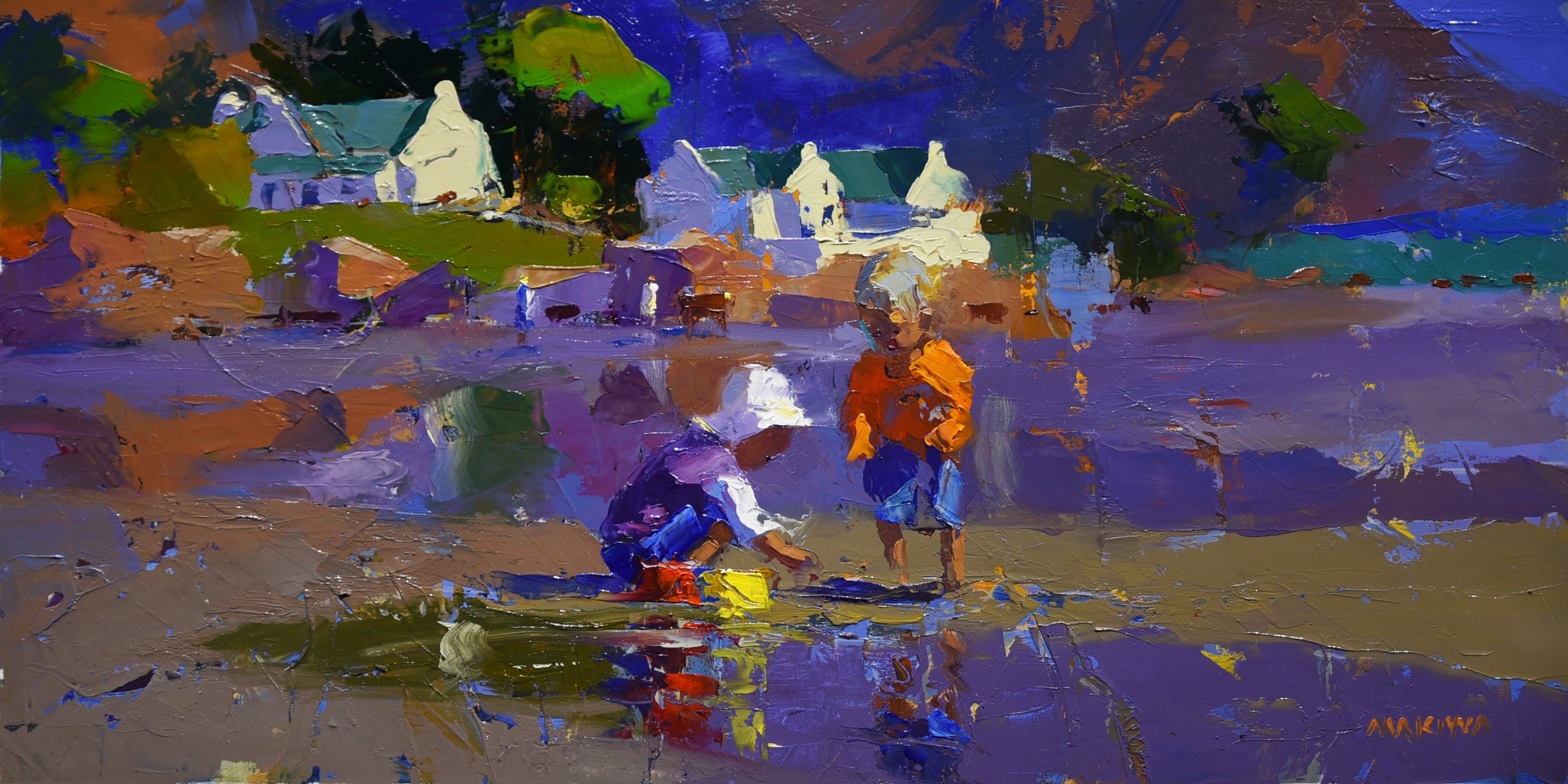 The Buckets 30x60cm Oil On Canvas