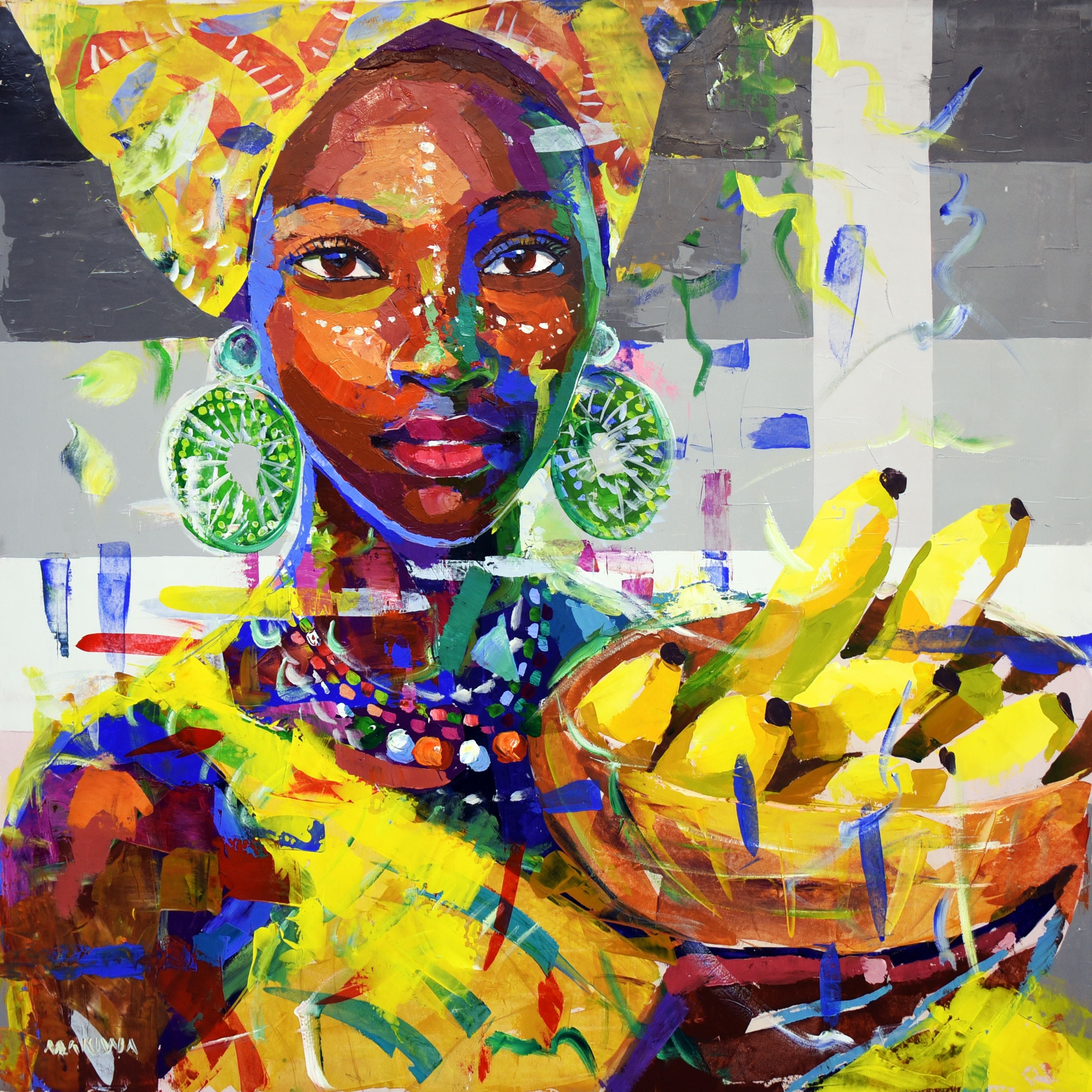 Banana Lady 120x120cm Acrylic on Canvas