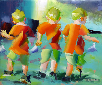 Three Little Friends 68x80cm Oil On Canvas