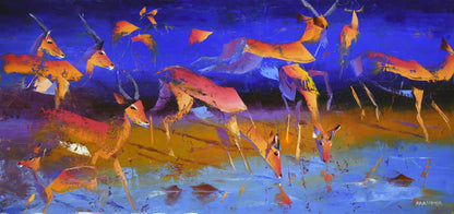 Twilight by the River 80x170cm Oil On Canvas