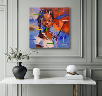 African Girl 8 50x50cm Oli On Canvas