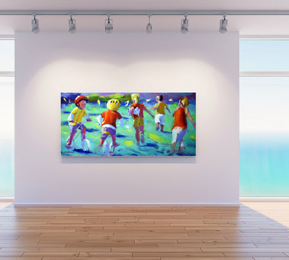 Kids at Play 80x170cm Oil on Canvas