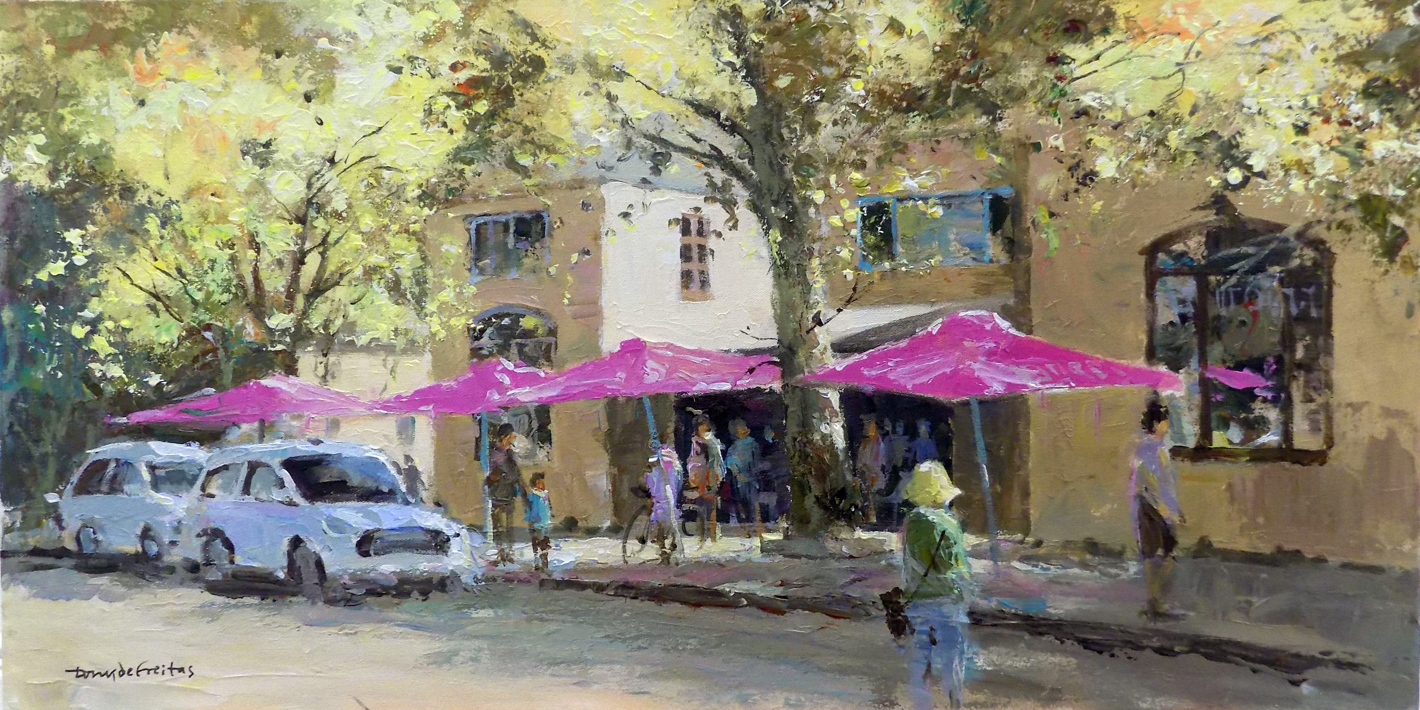 Under the Pink Umbrellas 40x80cm Acrylic on Canvas