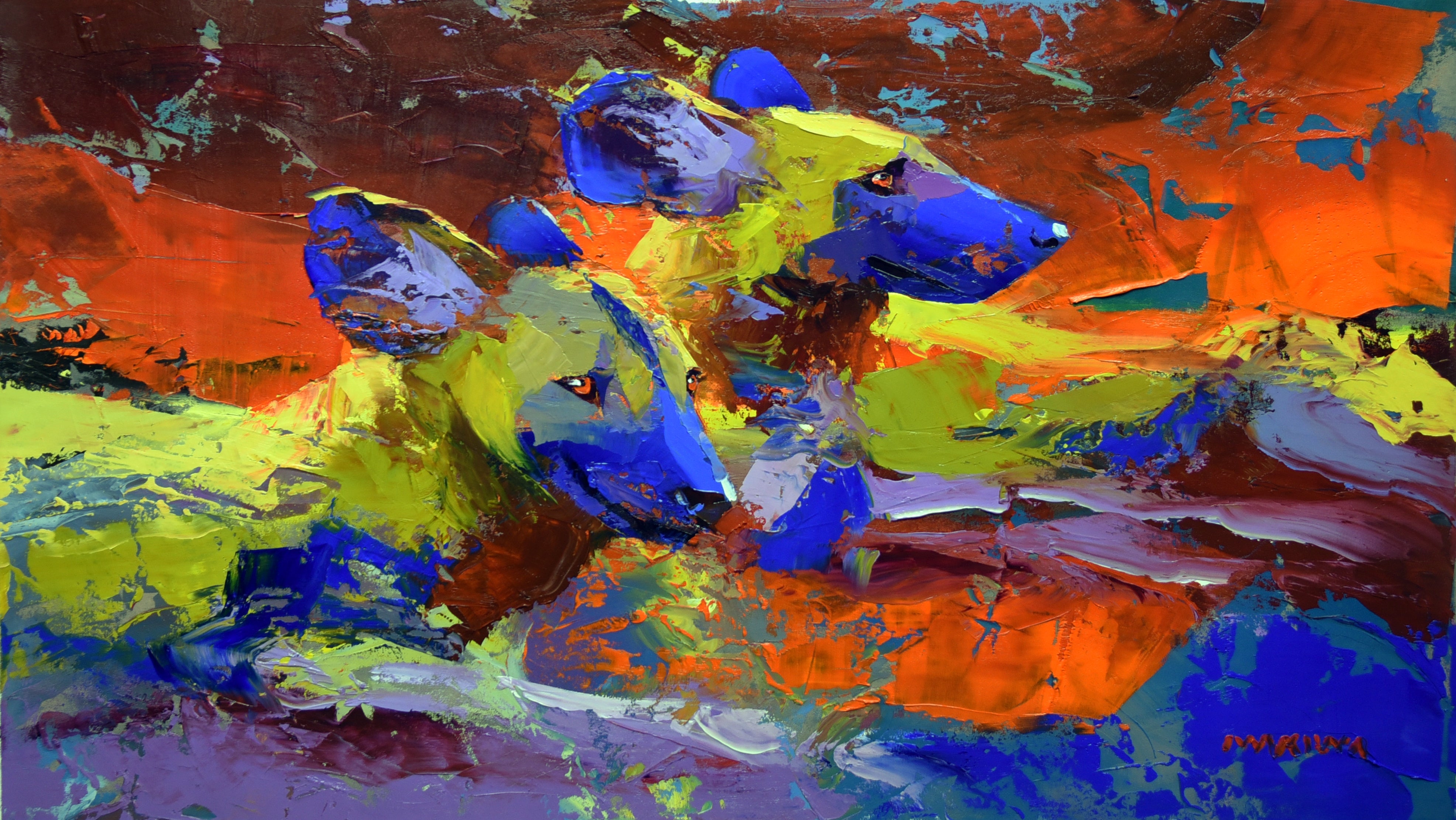 Watchers of the Dusk 40x71cm Oil On Canvas