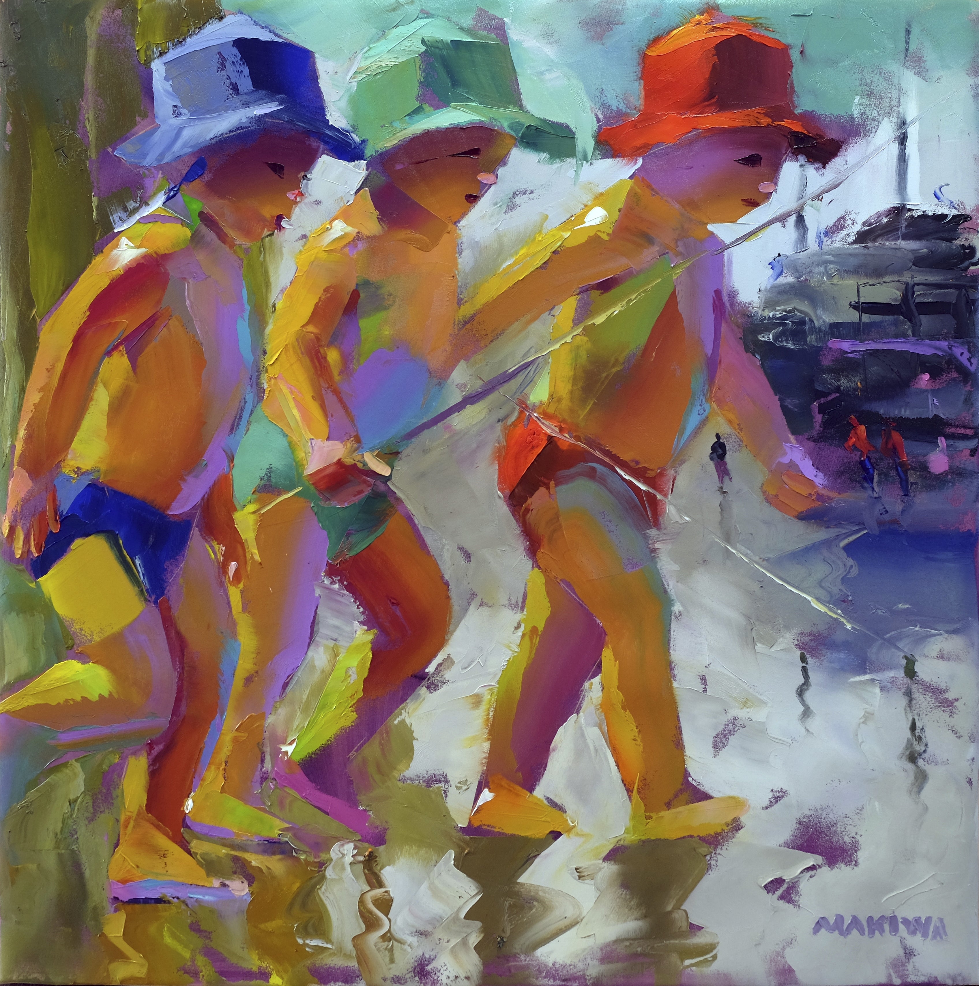 We Going Fishing Again 79x79cm Oil on Canvas