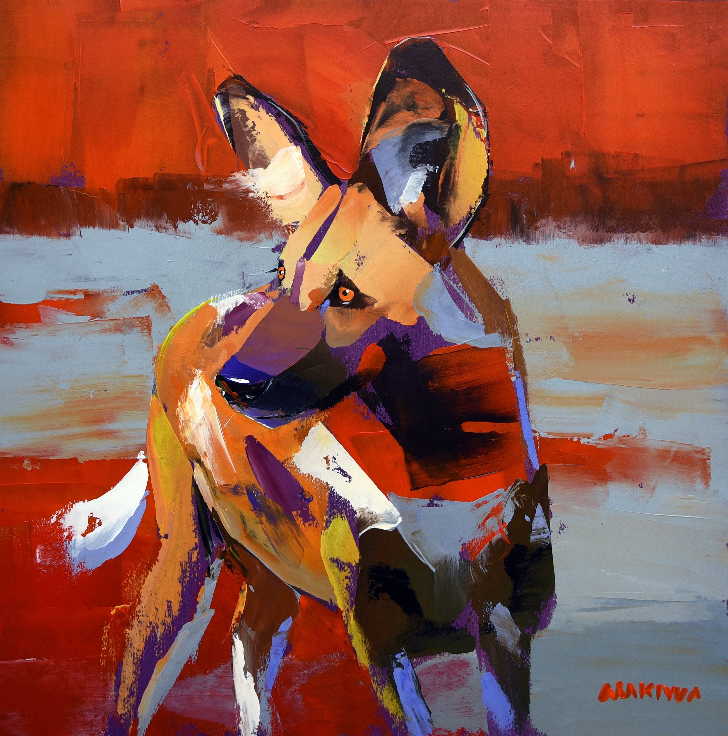 Wild Dog Moment 2 55x55cm Acrylic on Canvas