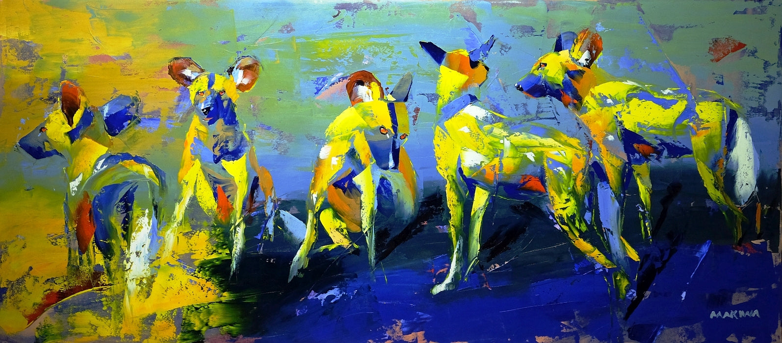 Wild Dogs 180x80cm Oil on Canvas