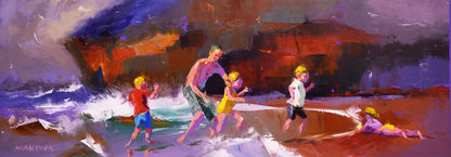 With Dad by the Sea 50x140cm Oil On Canvas