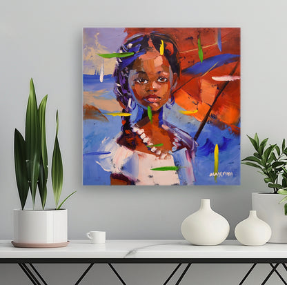 African Girl 8 50x50cm Oli On Canvas