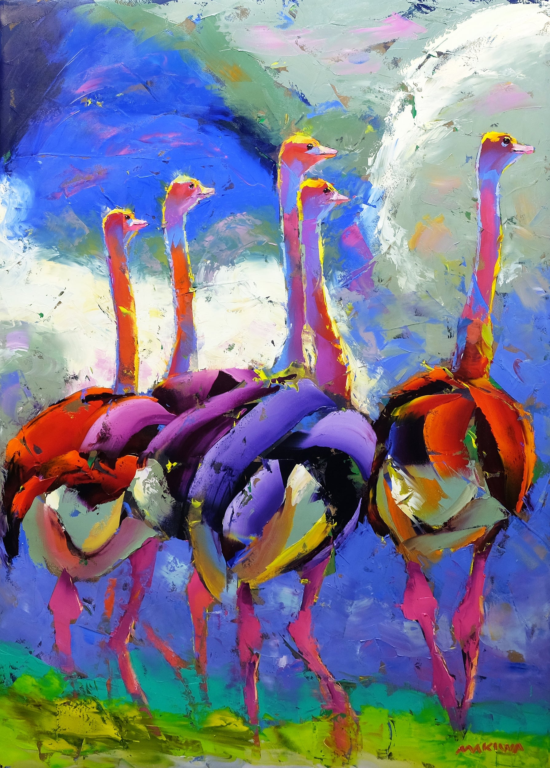 Young Ostriches 140x100cm Oil on Canvas