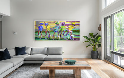 Pedal Parade 80x180cm Oil On Canvas