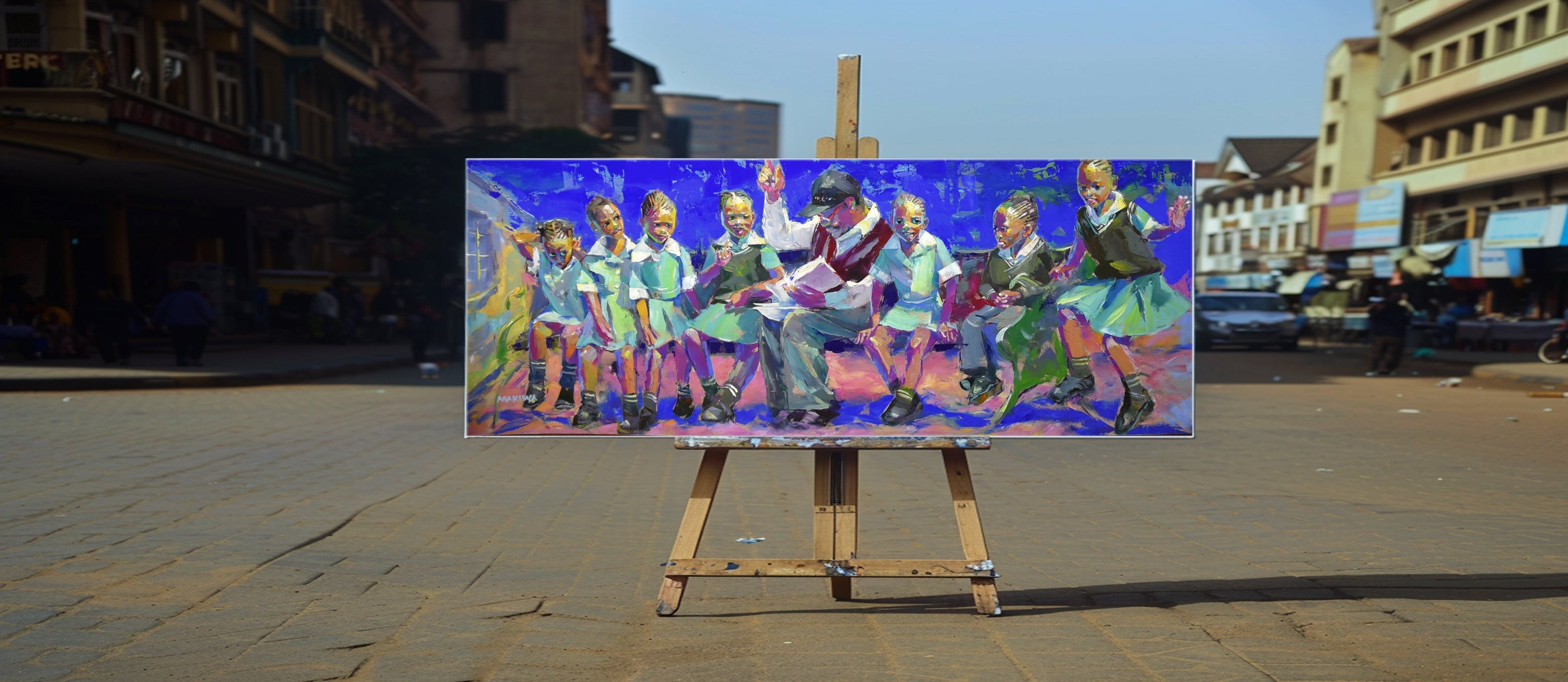 Late for the Lesson 80x210cm Oil on Canvas