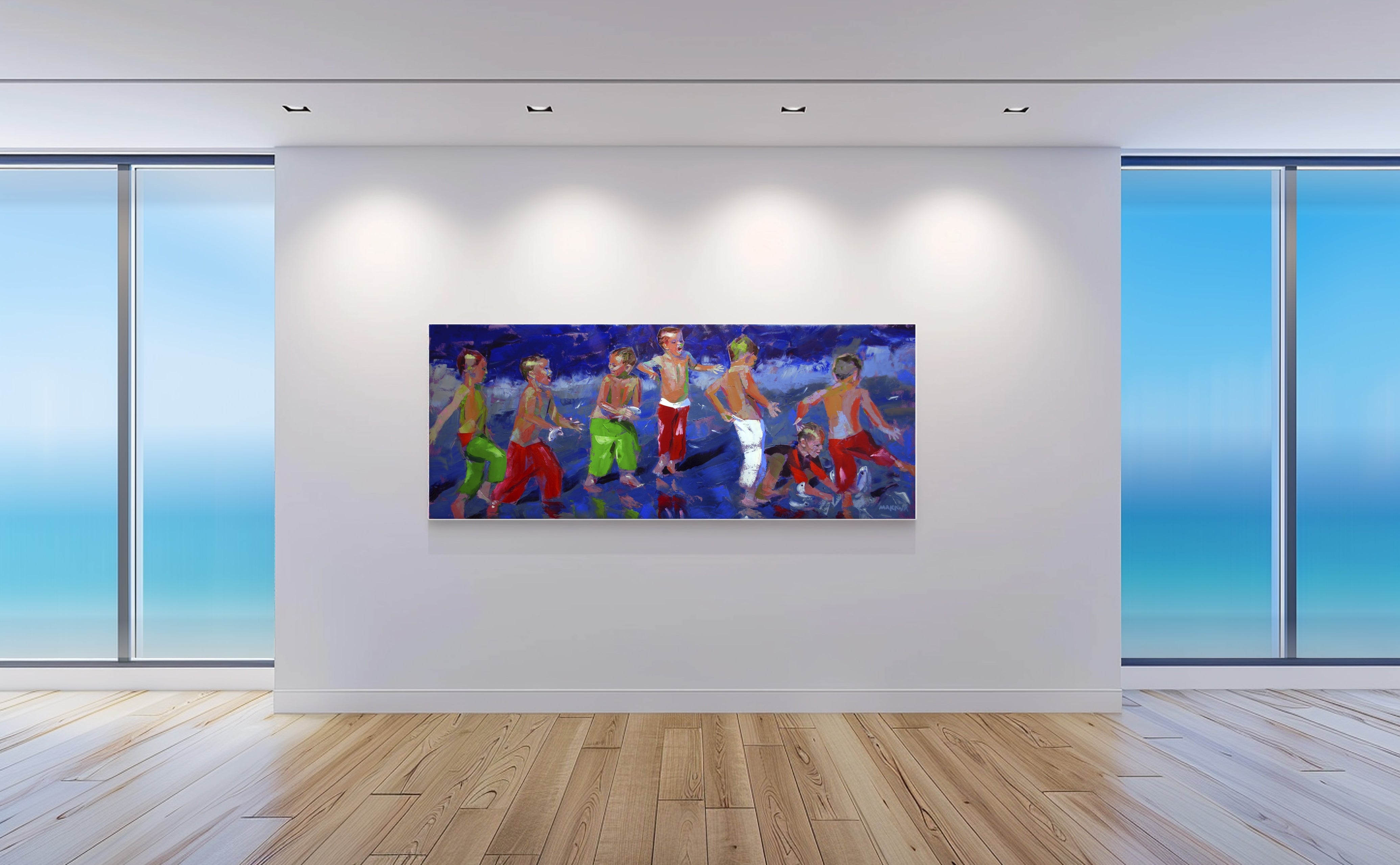 Catching Fish 80x200cm  Oil on Canvas