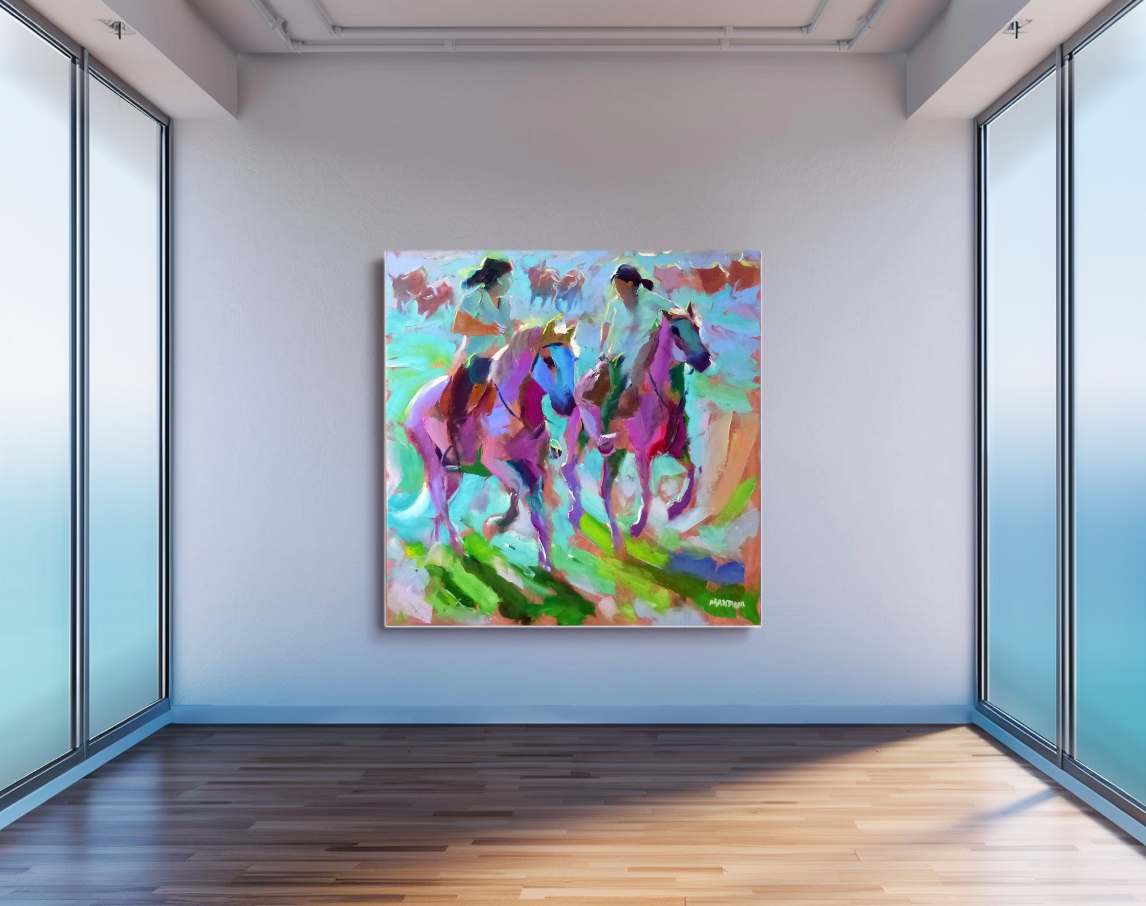 The Dawn Riders 120x120cm Oil on Canvas