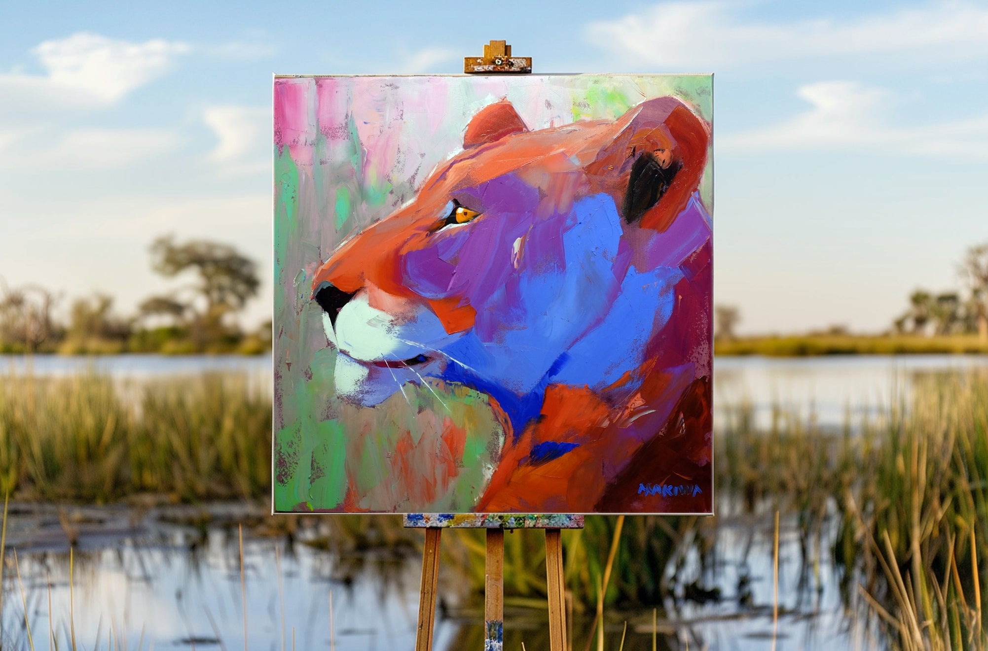 Lioness 79x79cm Oil on Canvas