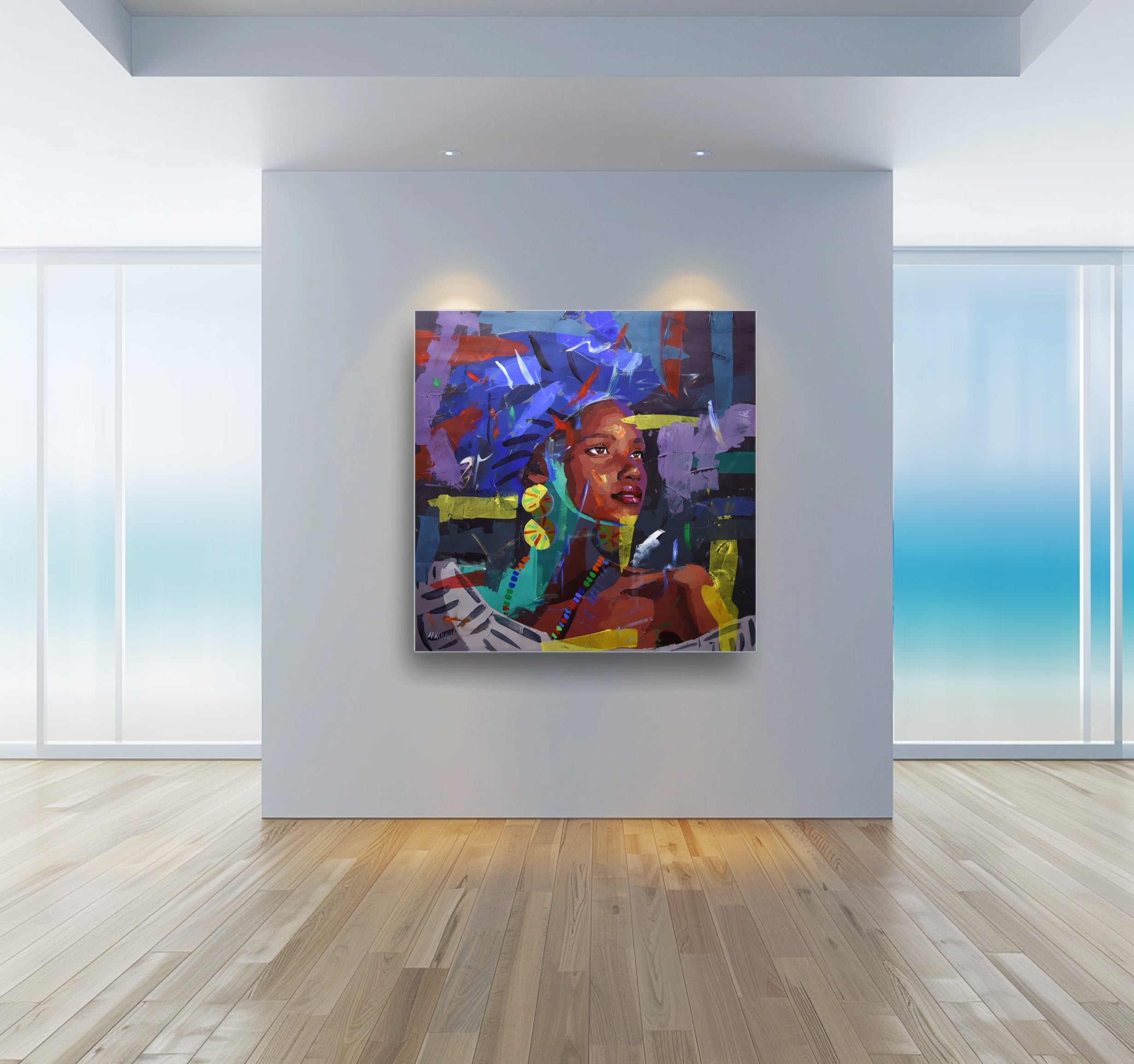 Mahlatsi - Blessed One 120x120cm Acrylic On Canvas
