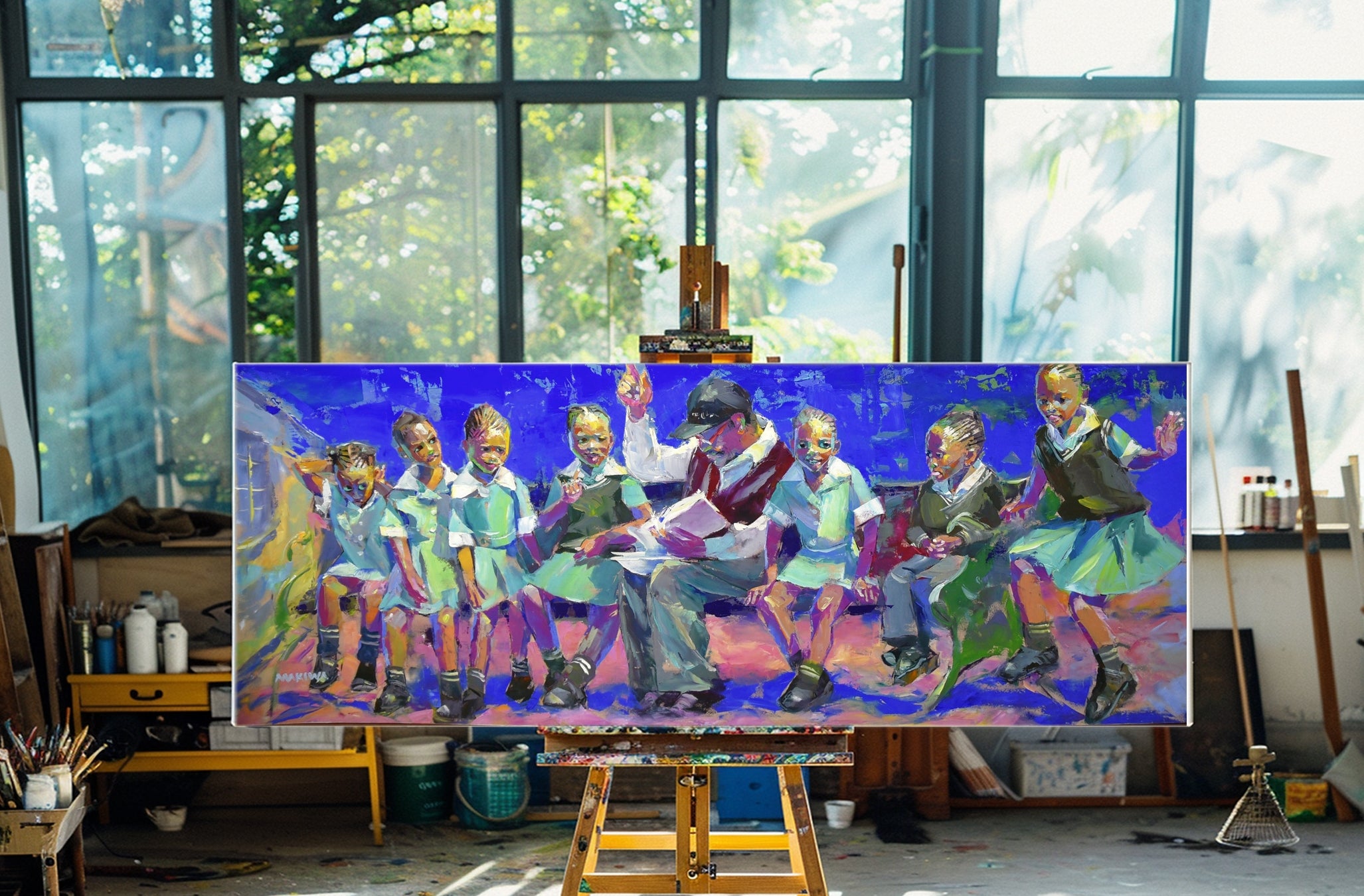 Late for the Lesson 80x210cm Oil on Canvas