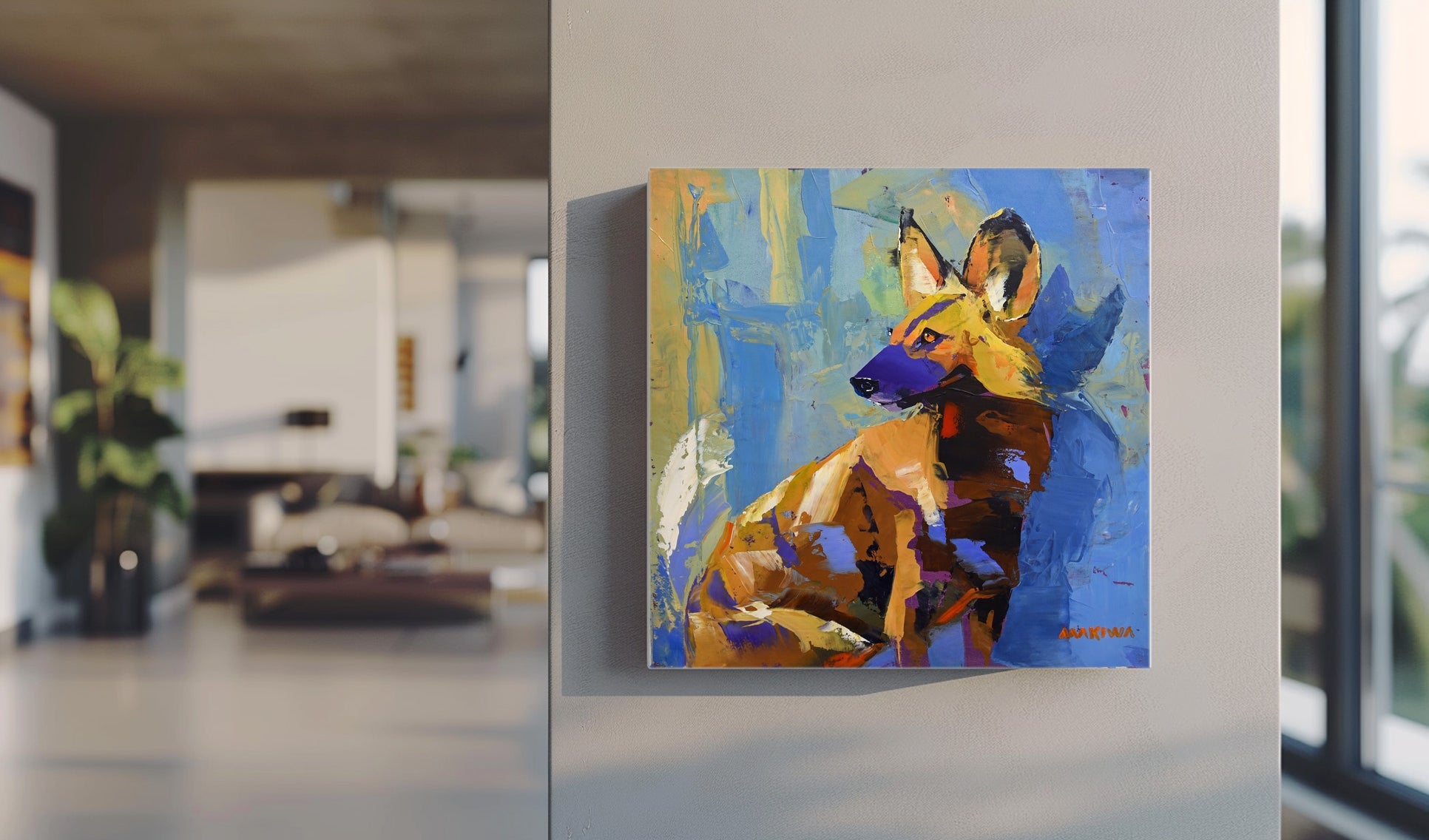 Wild Dog Moment  55x55cm Acrylic on Canvas