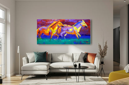 The Wild Stallions 80x170cm Oil on Canvas