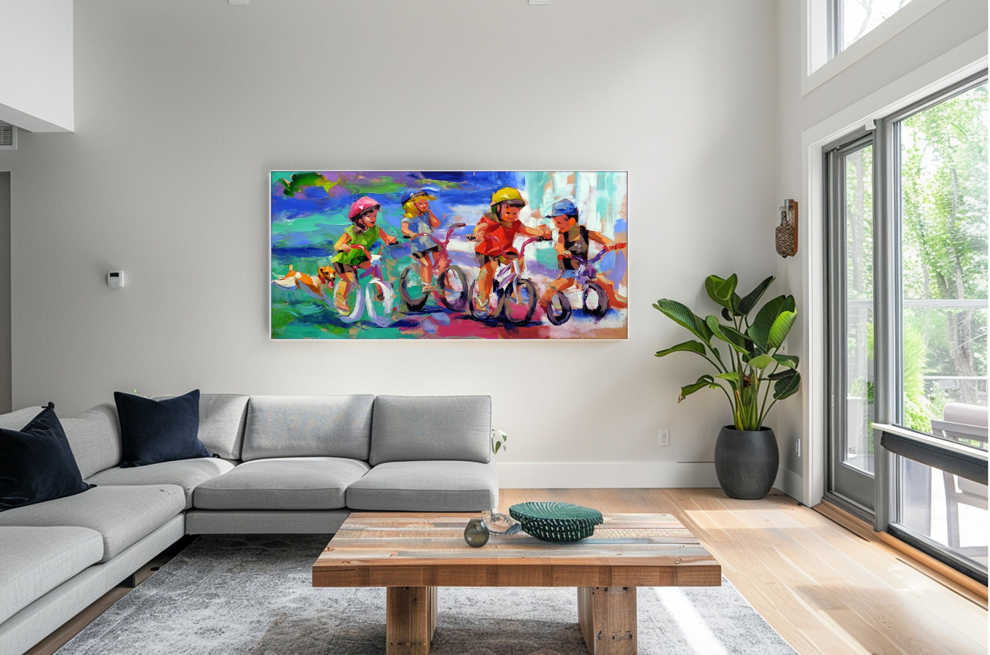 Summertime Riding 80x170cm Oil On Canvas