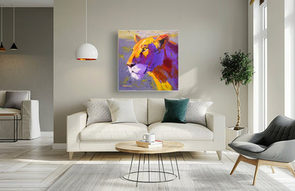 Contemplative Lioness 80x80cm Oil on Canvas