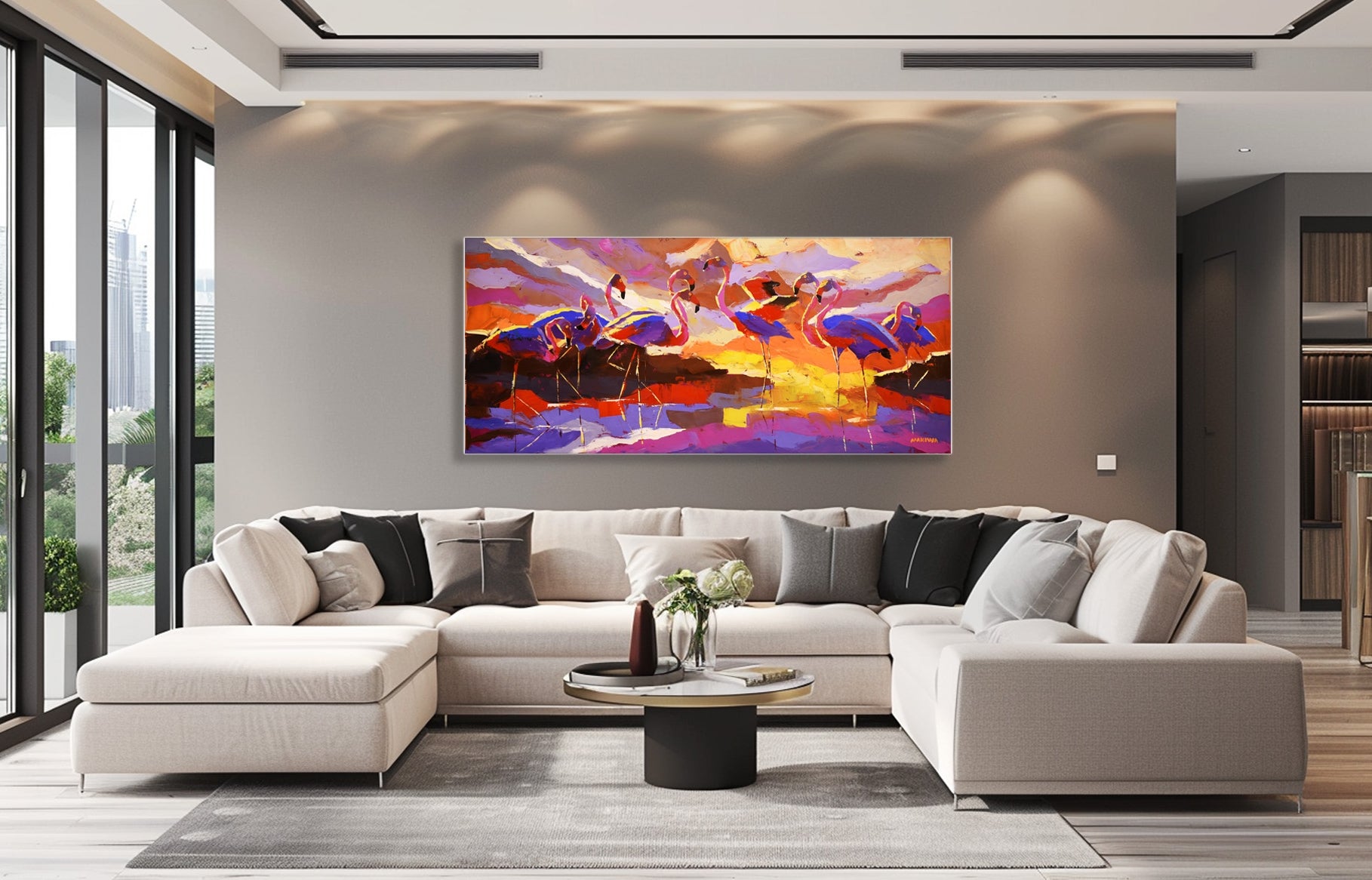 Sunset Meeting 80x180cm Acrylic On Canvas