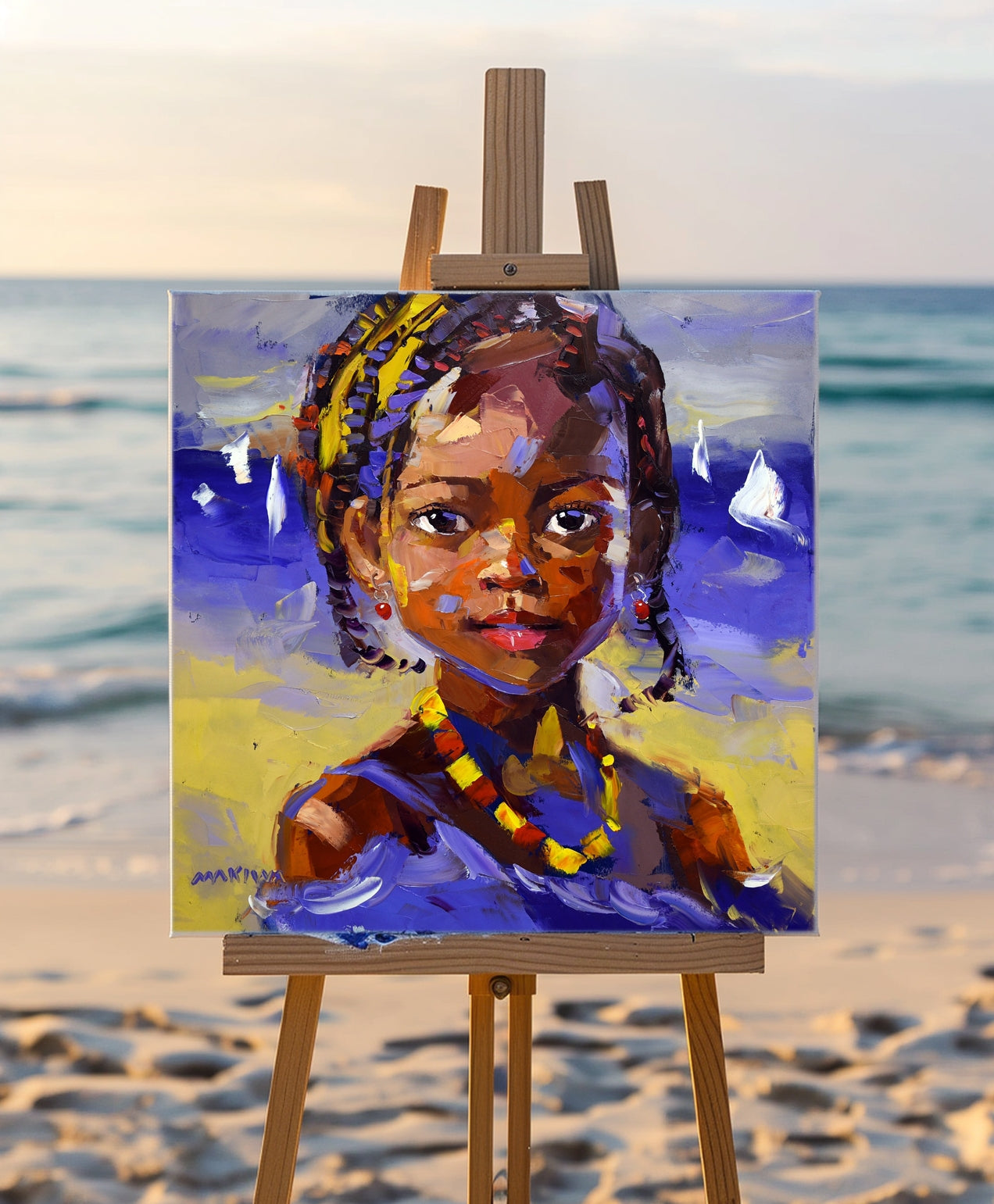 African Girl 3 50x50cm Oil on Canvas