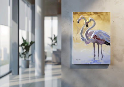 The Flamingos 1 55x40cm  Acrylic On Canvas