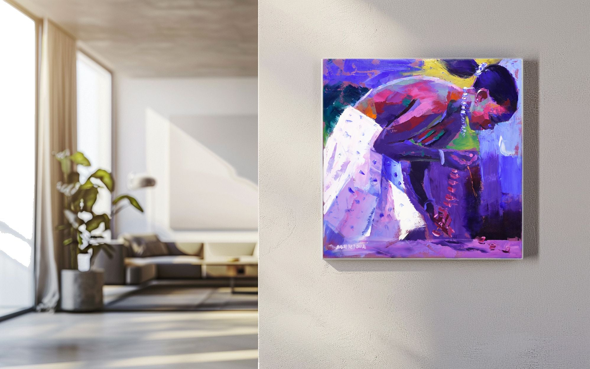 Beadwork 55x55cm Oil On Canvas