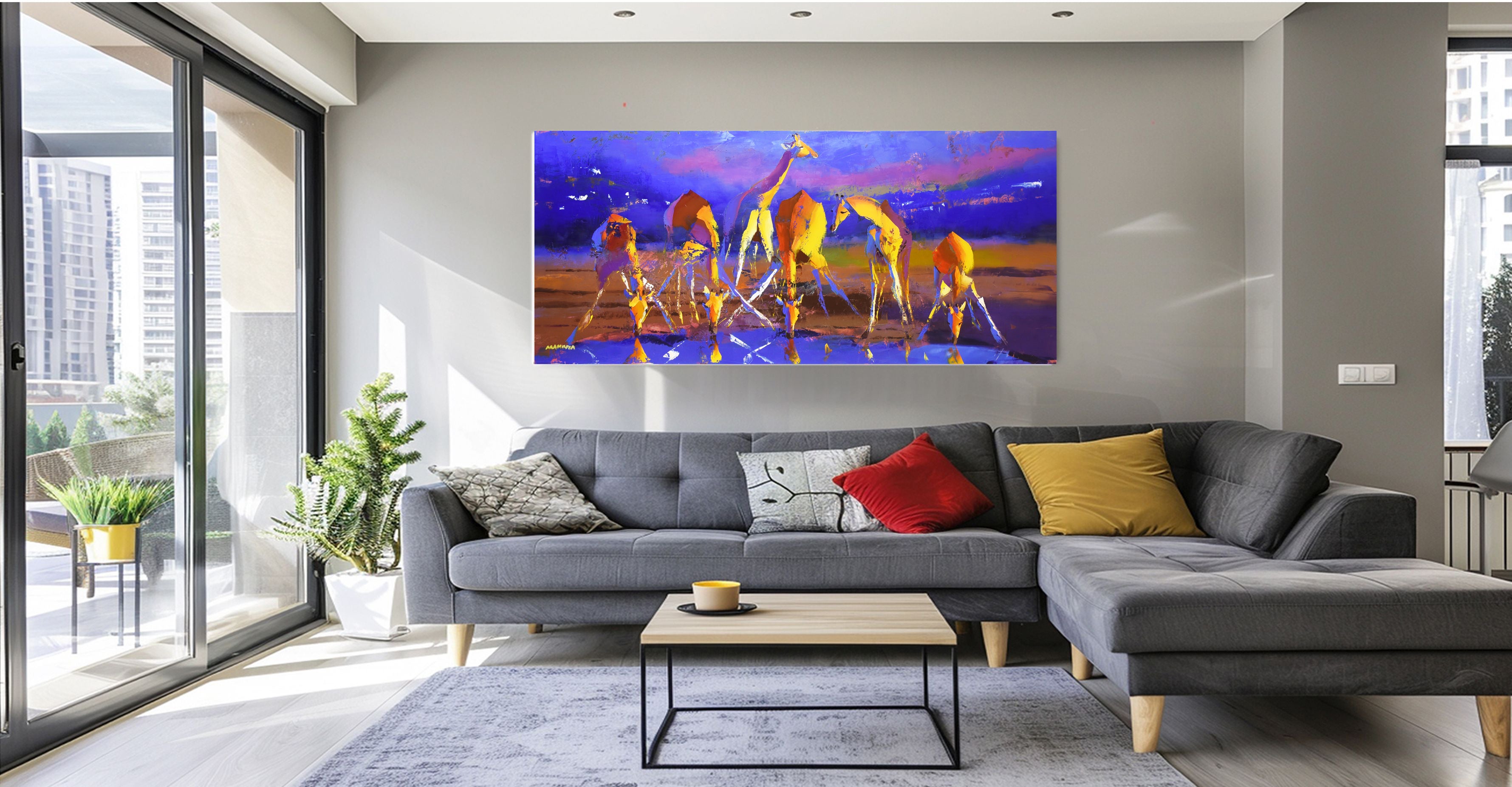 The Gathering at Dusk 76x170cm Oil On Canvas